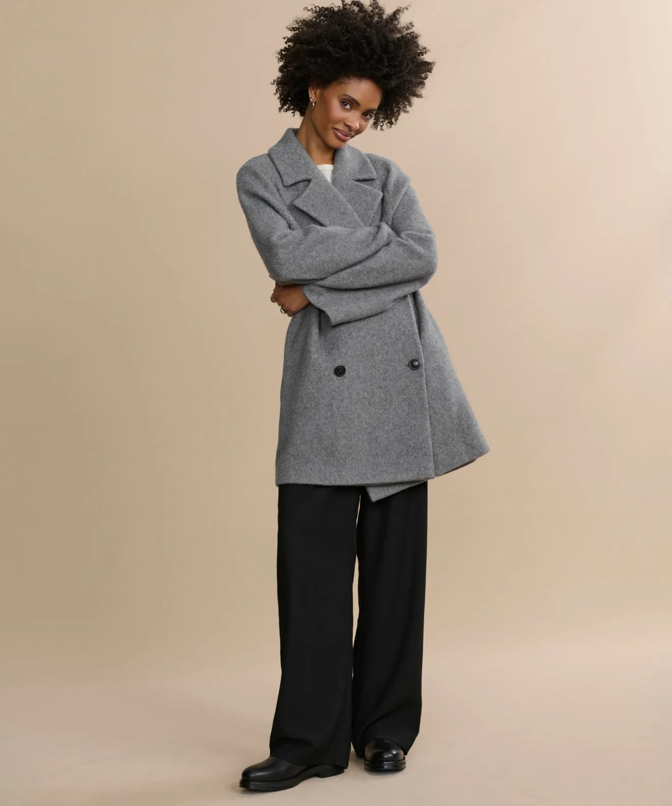 Caroline Coat AntiPillingSurface Asymmetrical hem