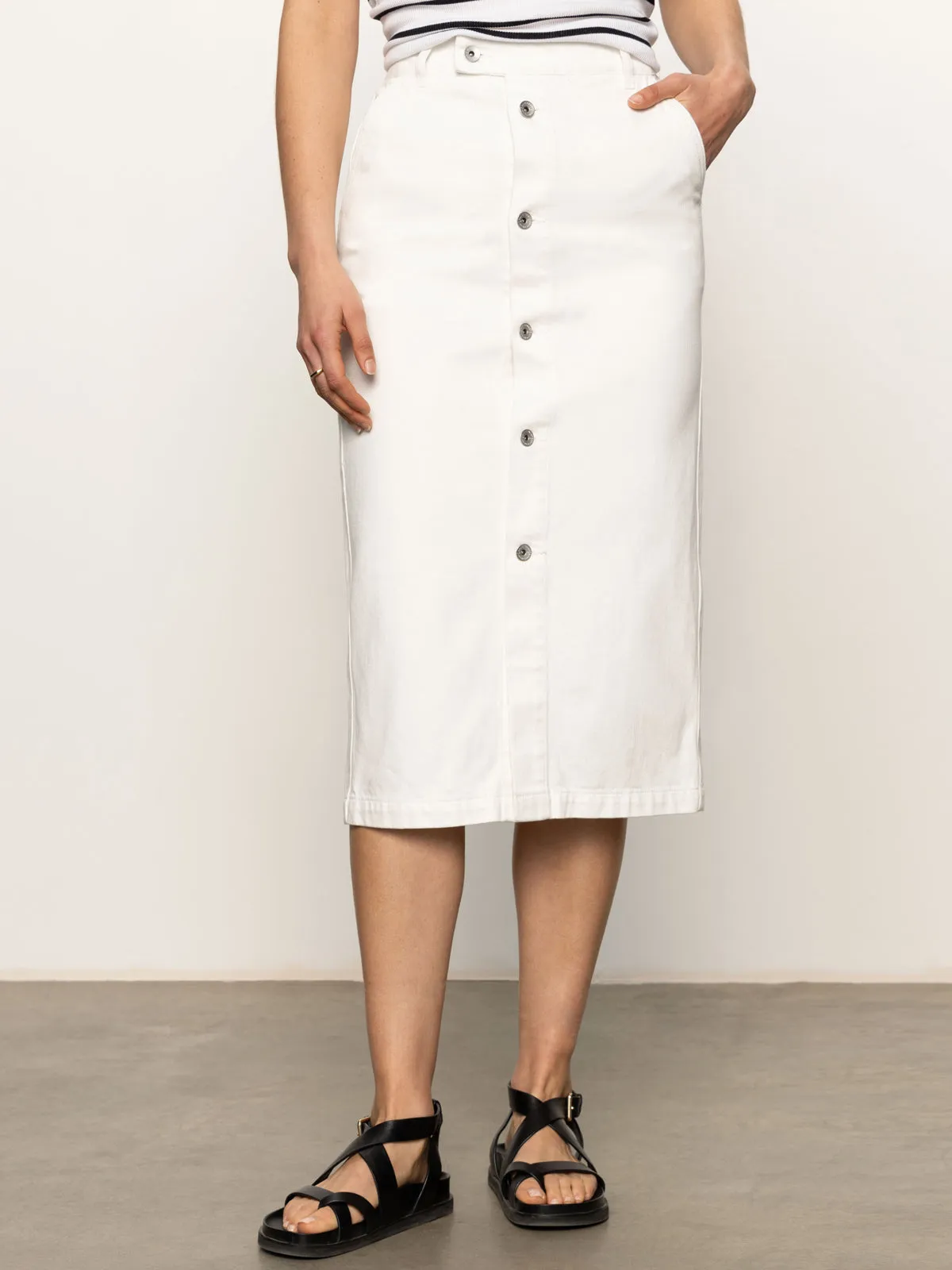 Carrier Denim Skirt Bleached White Foil Print