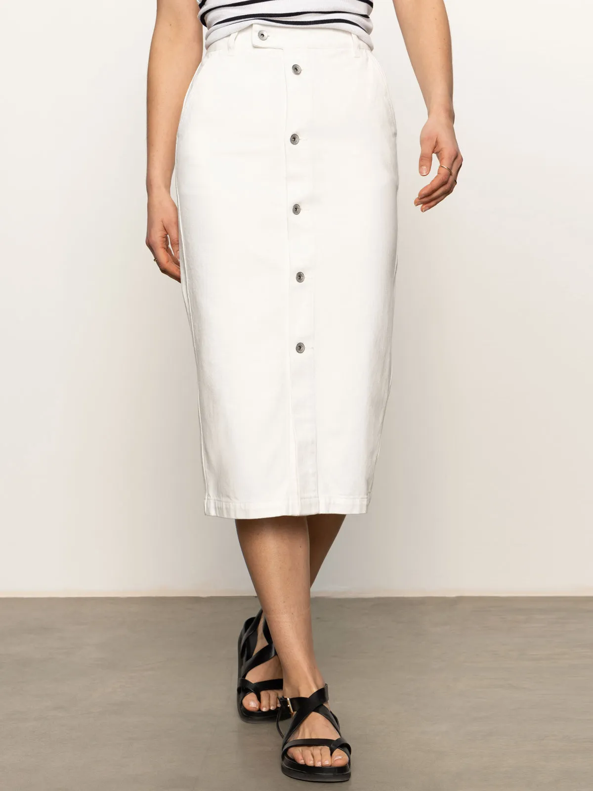 Smooth Feel Denim style Carrier Denim Skirt Bleached White