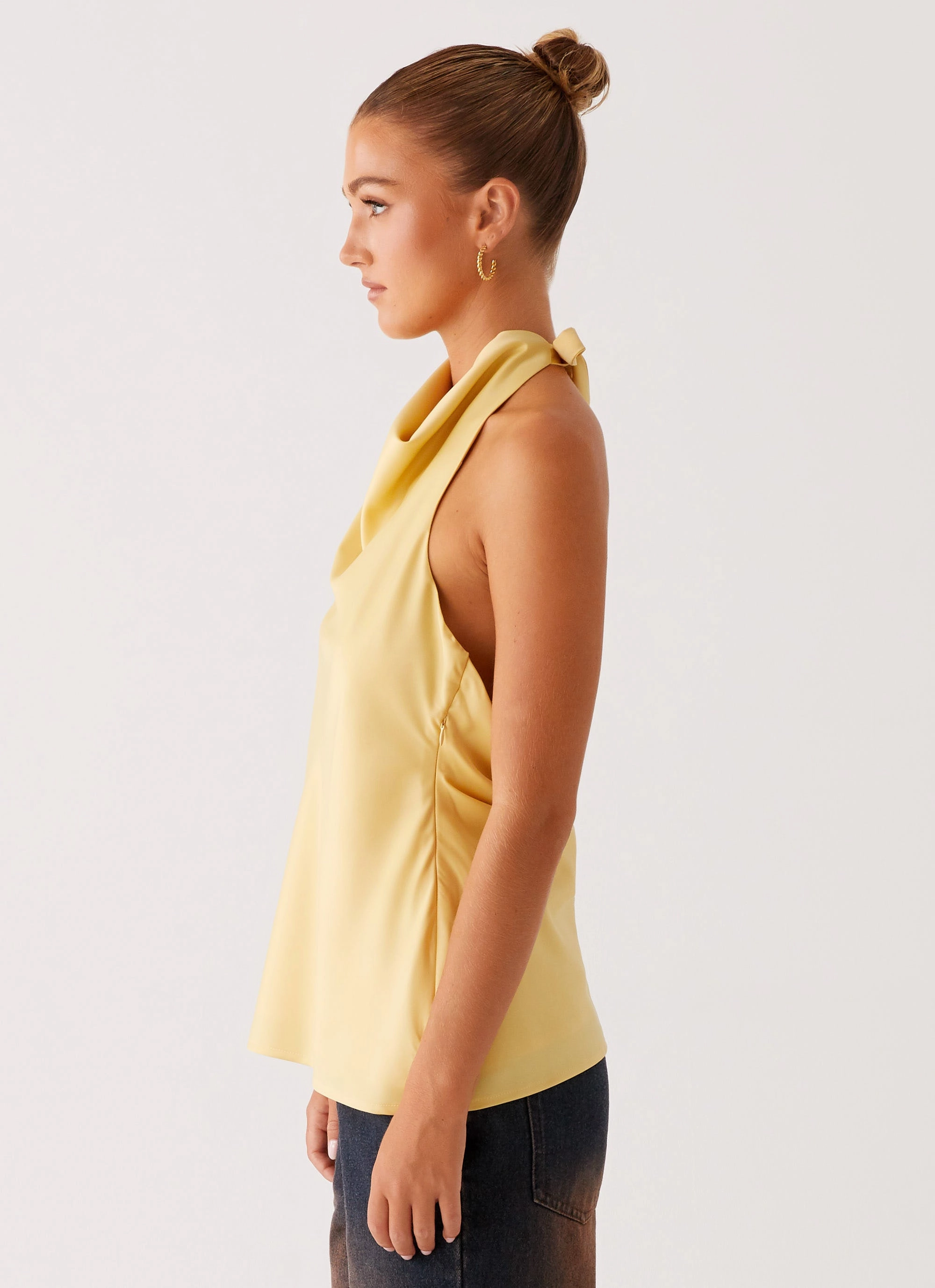 Fashion Statement Carsen Halter Top - Yellow