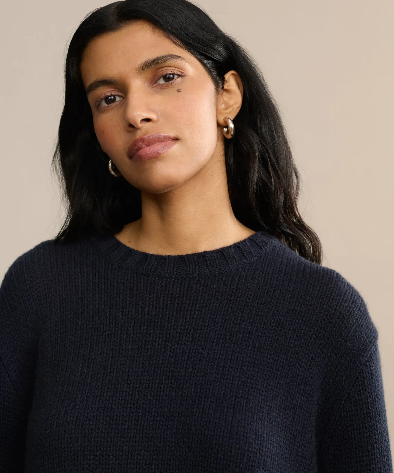 Stretch Material Cashmere Amelia Crewneck