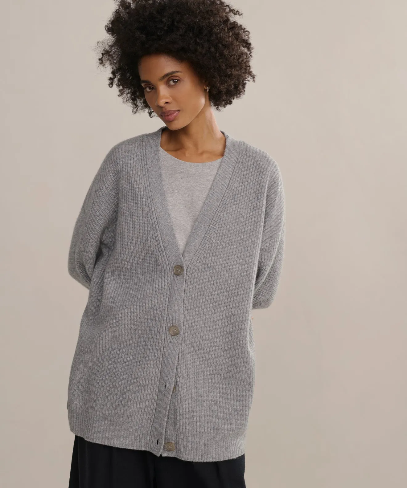 Cashmere Cocoon Cardigan Reinforced Shoulder FadeResistantTechnology