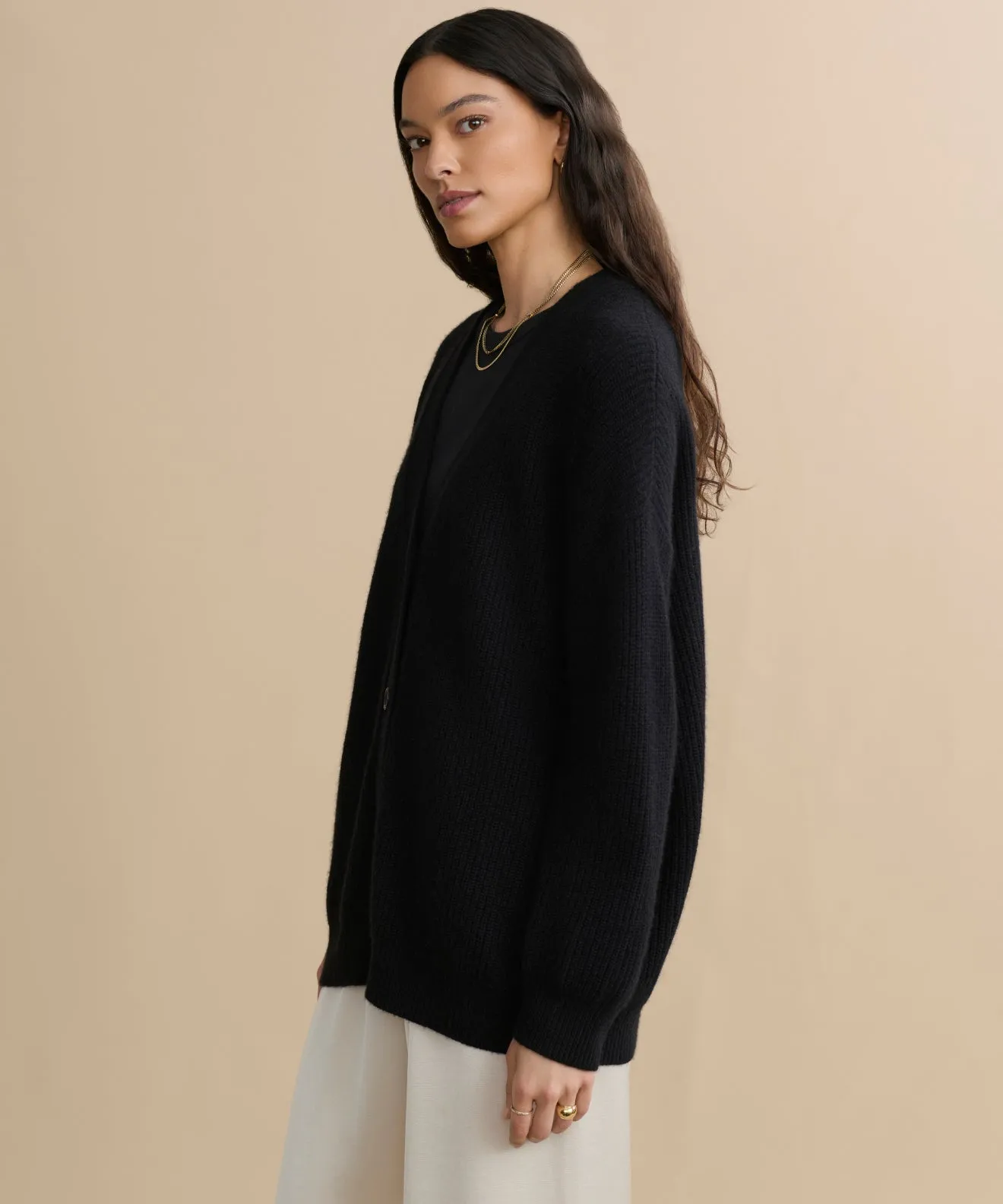 Stretchable Knit Cashmere Cocoon Cardigan