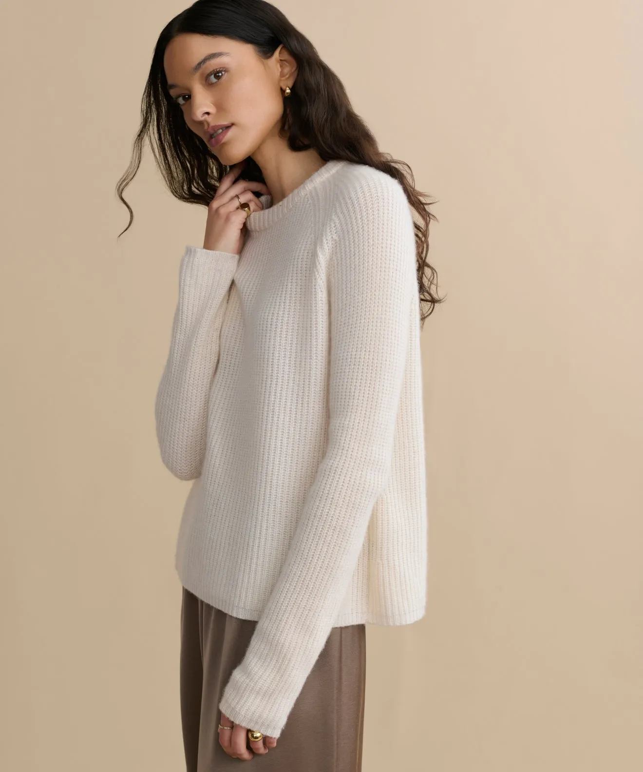 Relaxed Tee Cashmere Fisherman Sweater