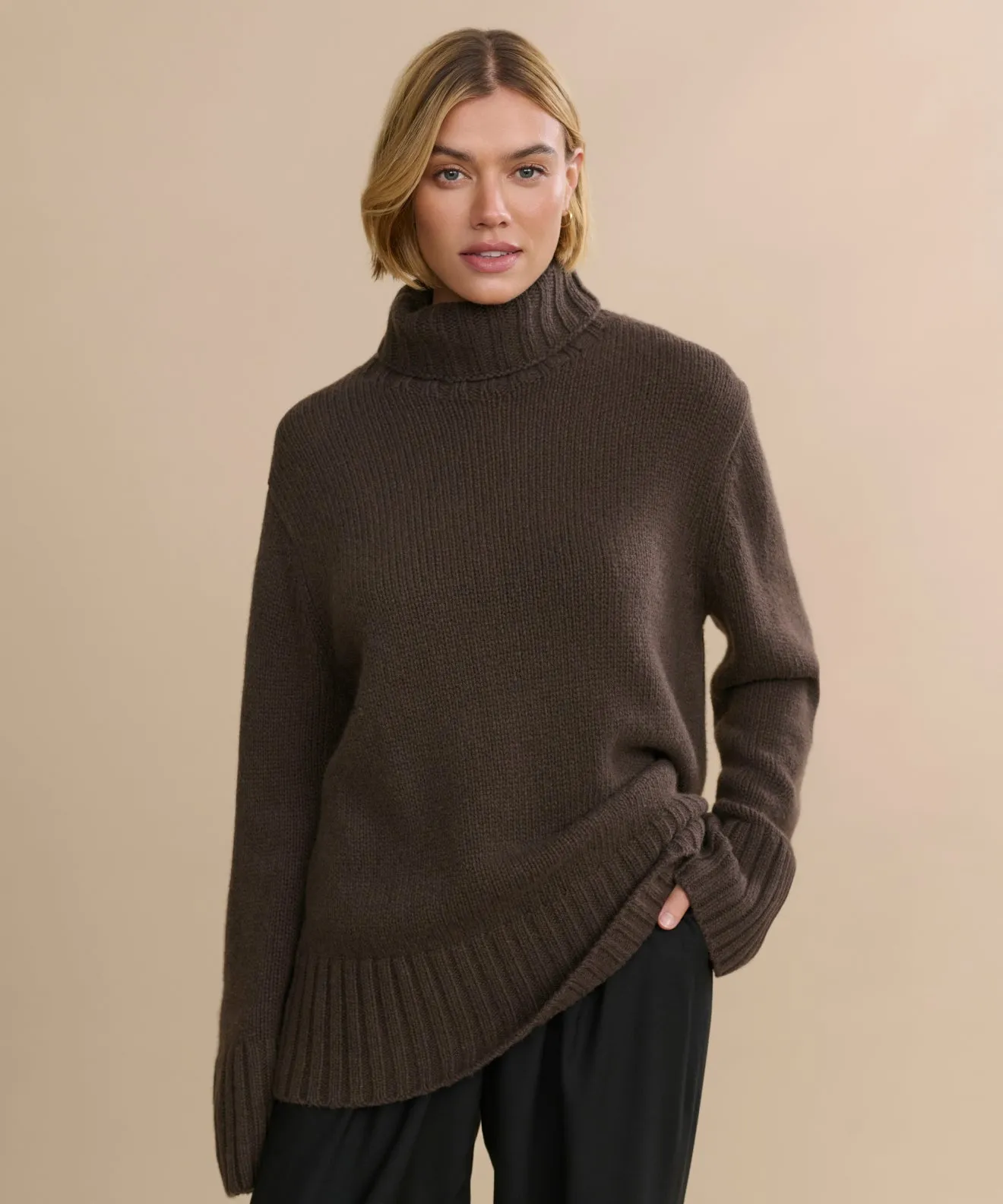 Cashmere Jet Turtleneck Minimalist Detailing