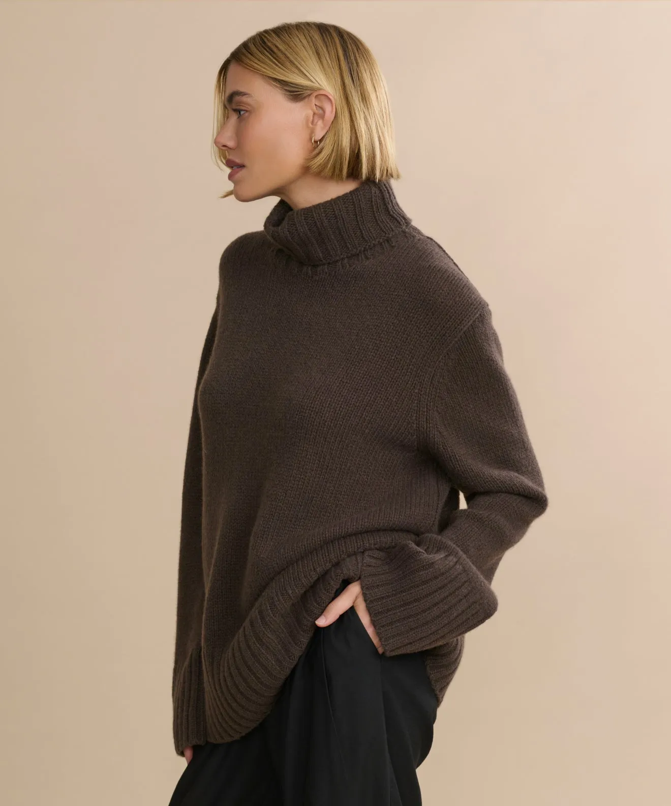 EasyClean AbrasionResistant Finish Cashmere Jet Turtleneck