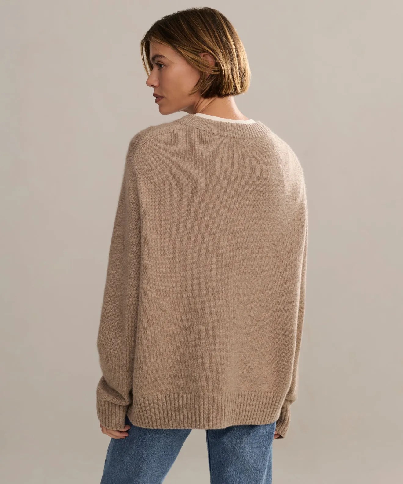 Minimalist Stitching Cashmere Oversized Crewneck