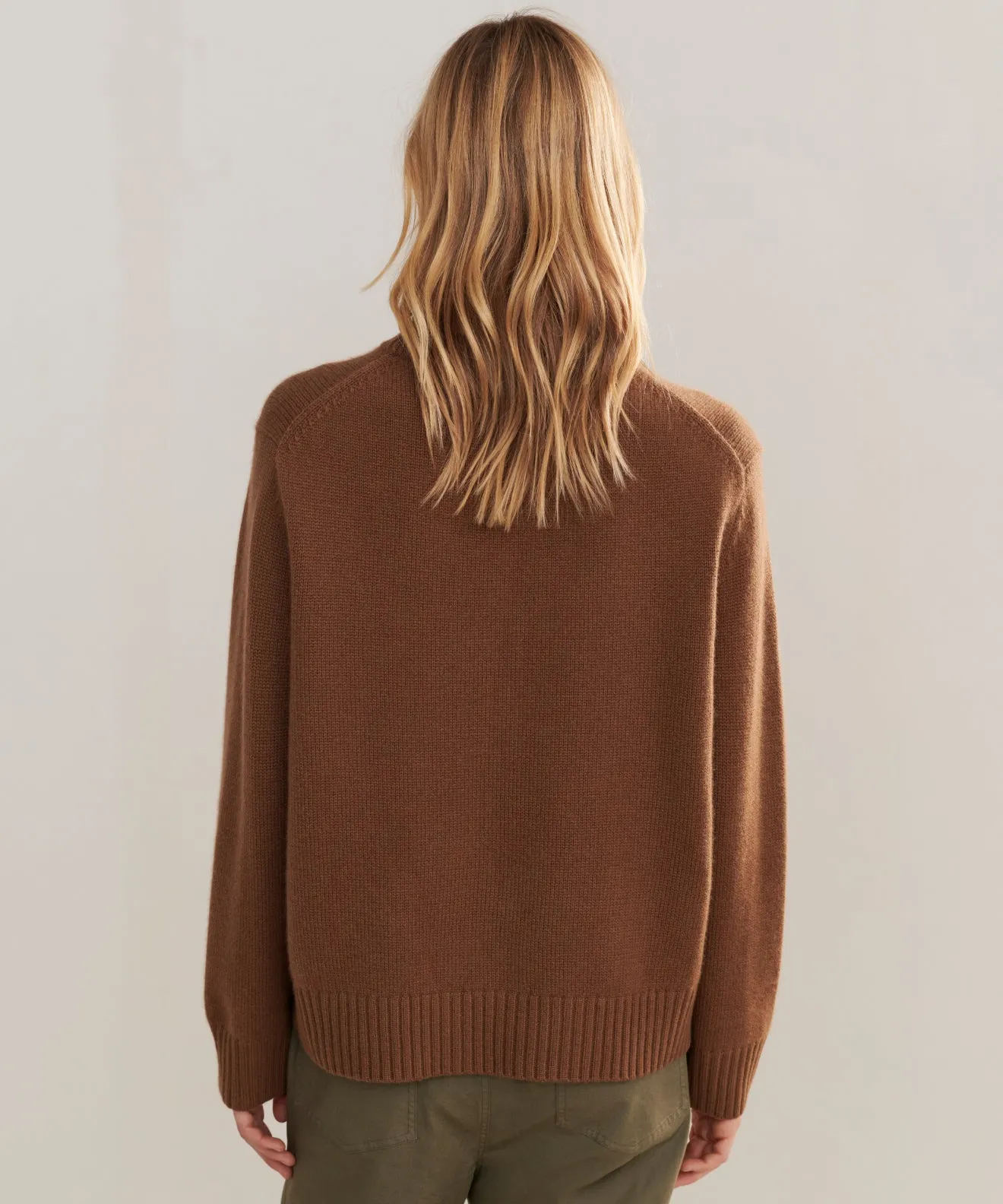 Cashmere Oversized Crewneck ZipClosure
