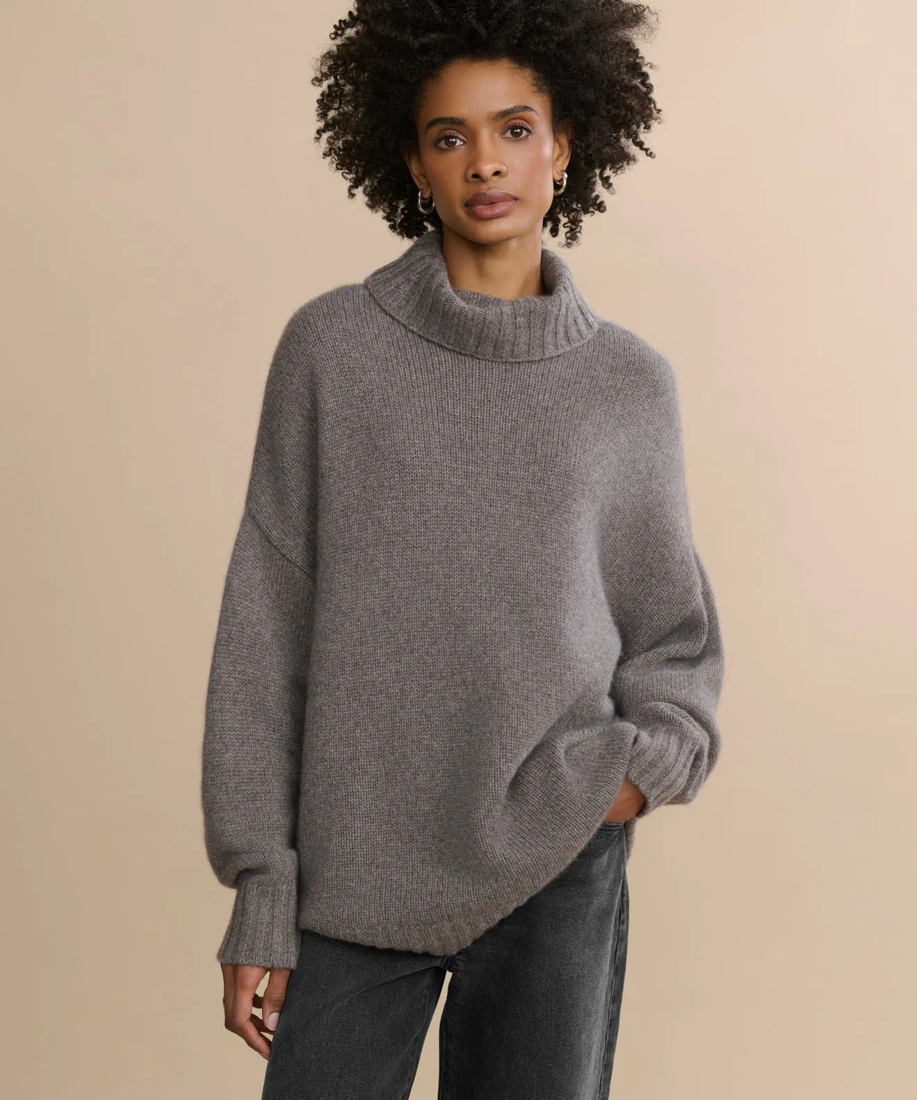 Cashmere Porter Turtleneck AthleisureCompatible Airflow Mesh Panel