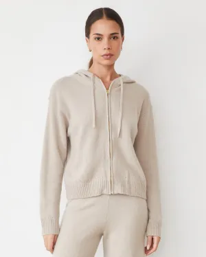 Cashmere Zip Up Hoody SnagResistantWeave Ribbed Trim Cashmere Zip Up Hoody