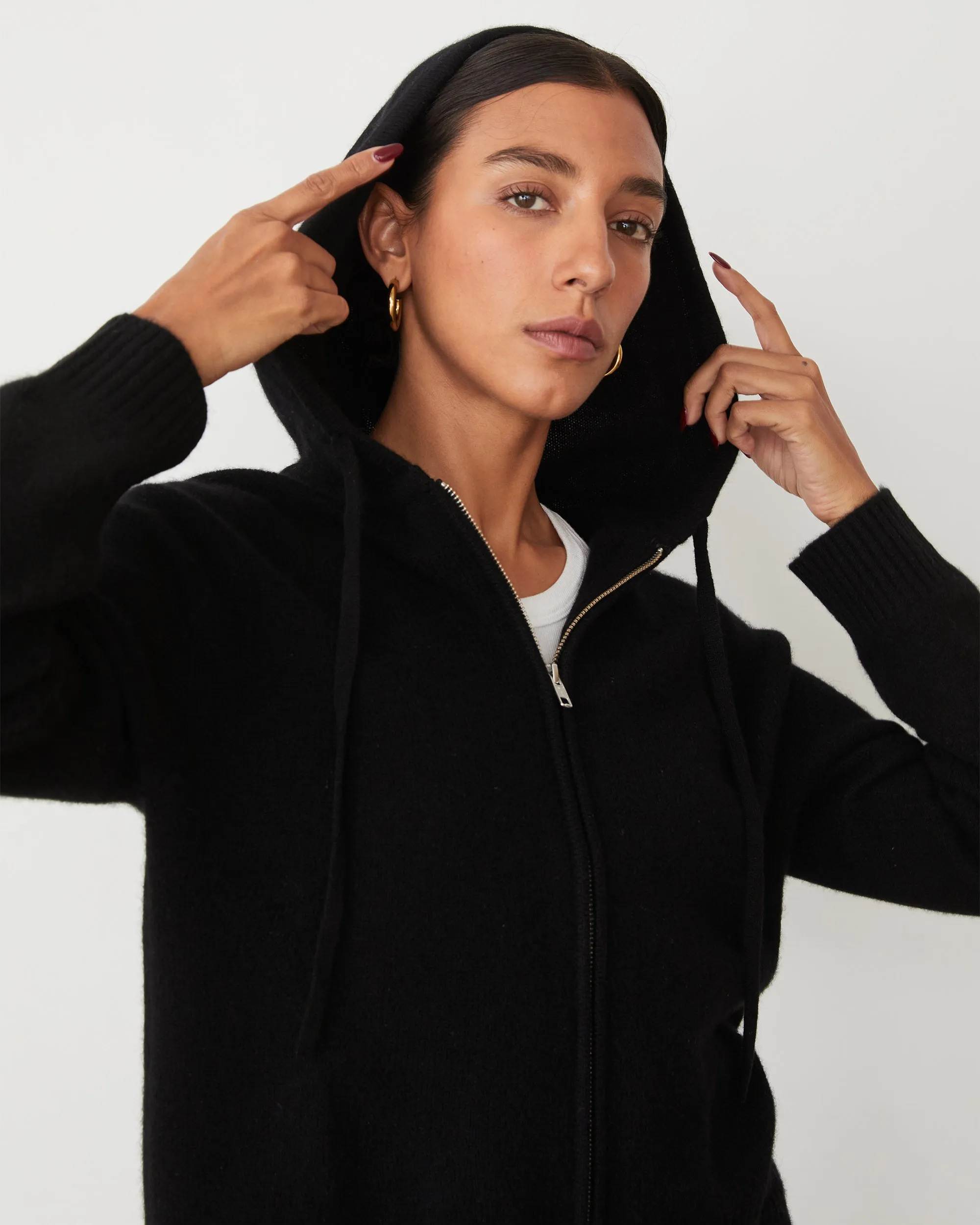 Lightweight pullover Breathable mesh panel Cashmere Zip Up Hoody