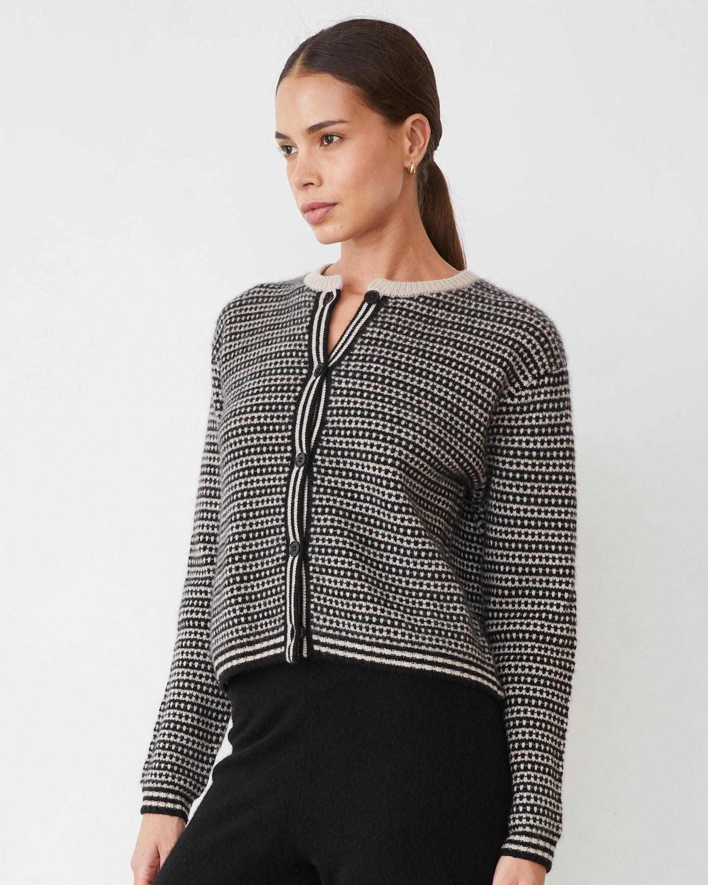 Cashmere Cardigan Breathable mesh panel Breathable3DKnit