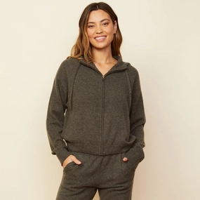 Cashmere Zip Up Hoody Contrast Stitch Detailing Cashmere Zip Up Hoody Anti Pilling Fabric Stretch Material