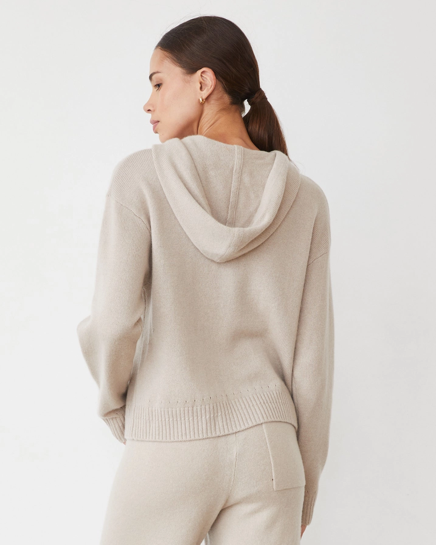 Cashmere Zip Up Hoody Flexible Cuffs