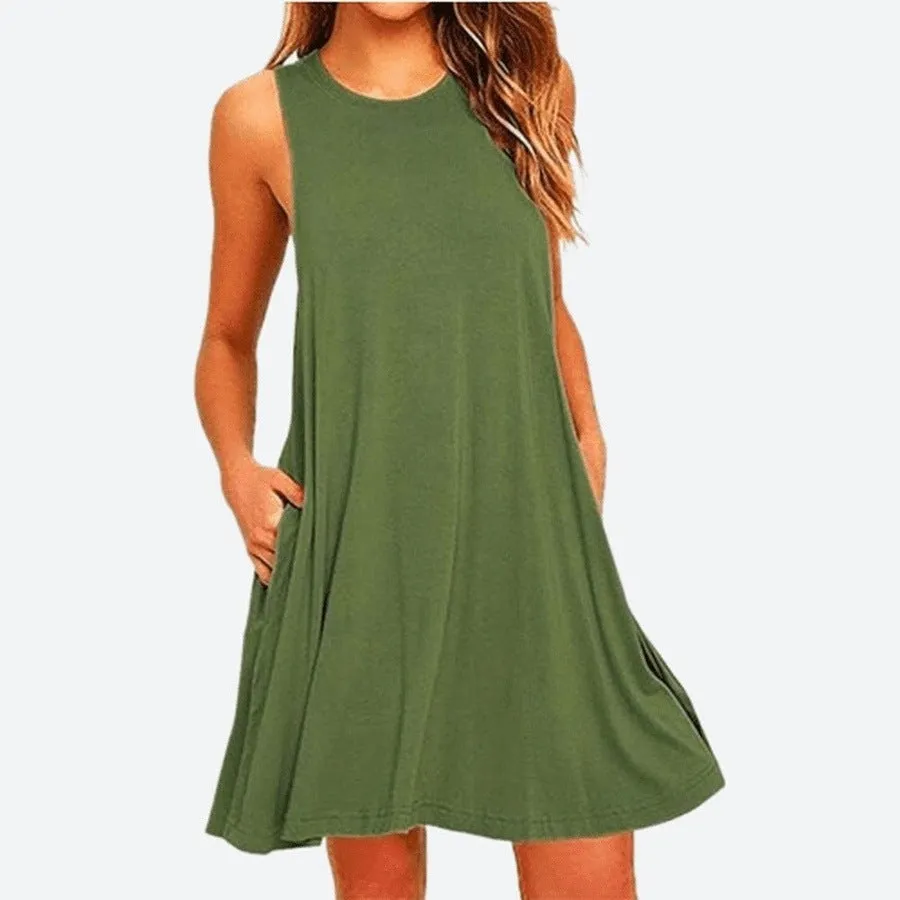 Casual Sleeveless A-Line Mini Dresses