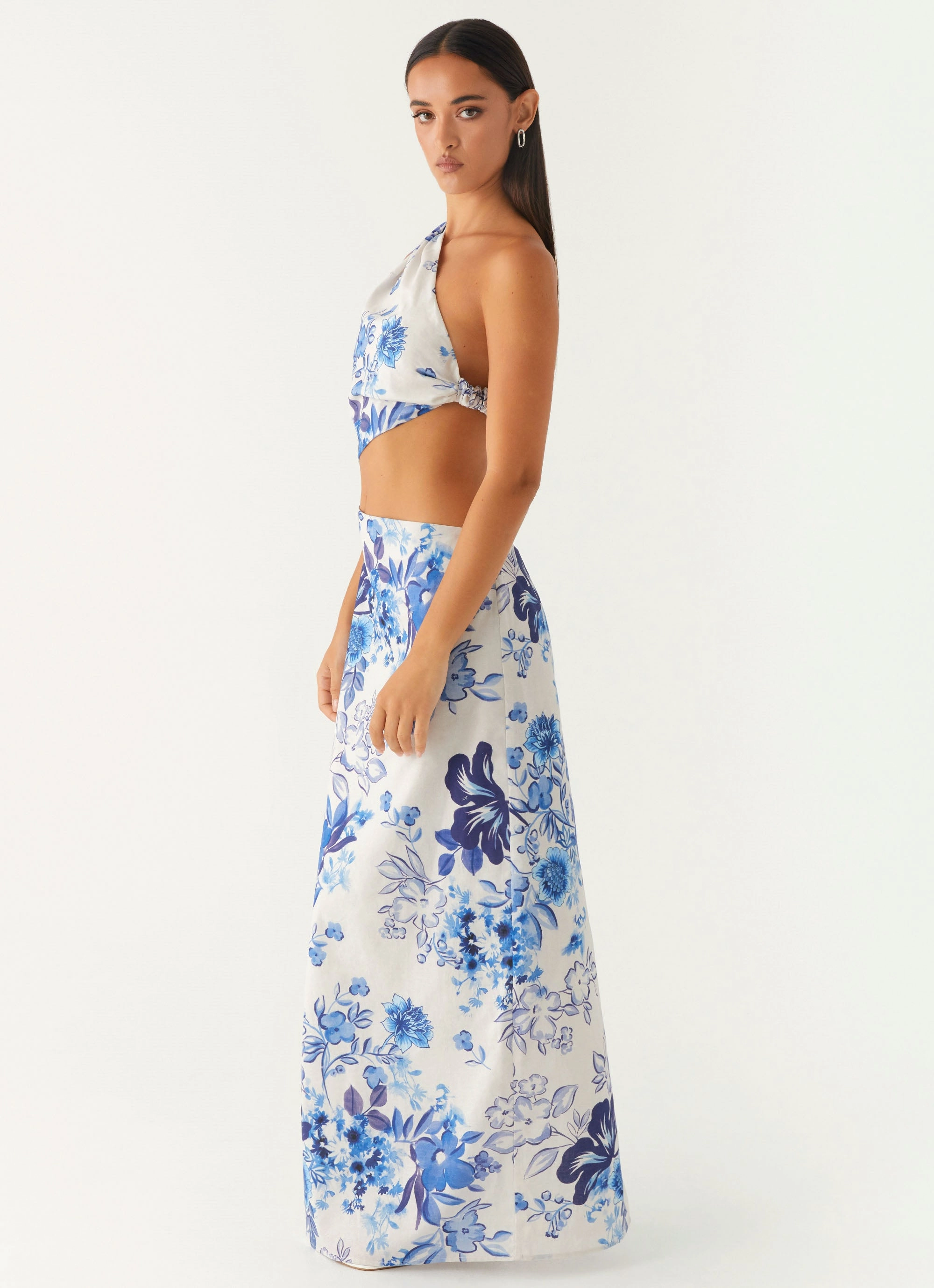 All Summer Long Maxi Dress - Serene Sky Floral Travel Vibe
