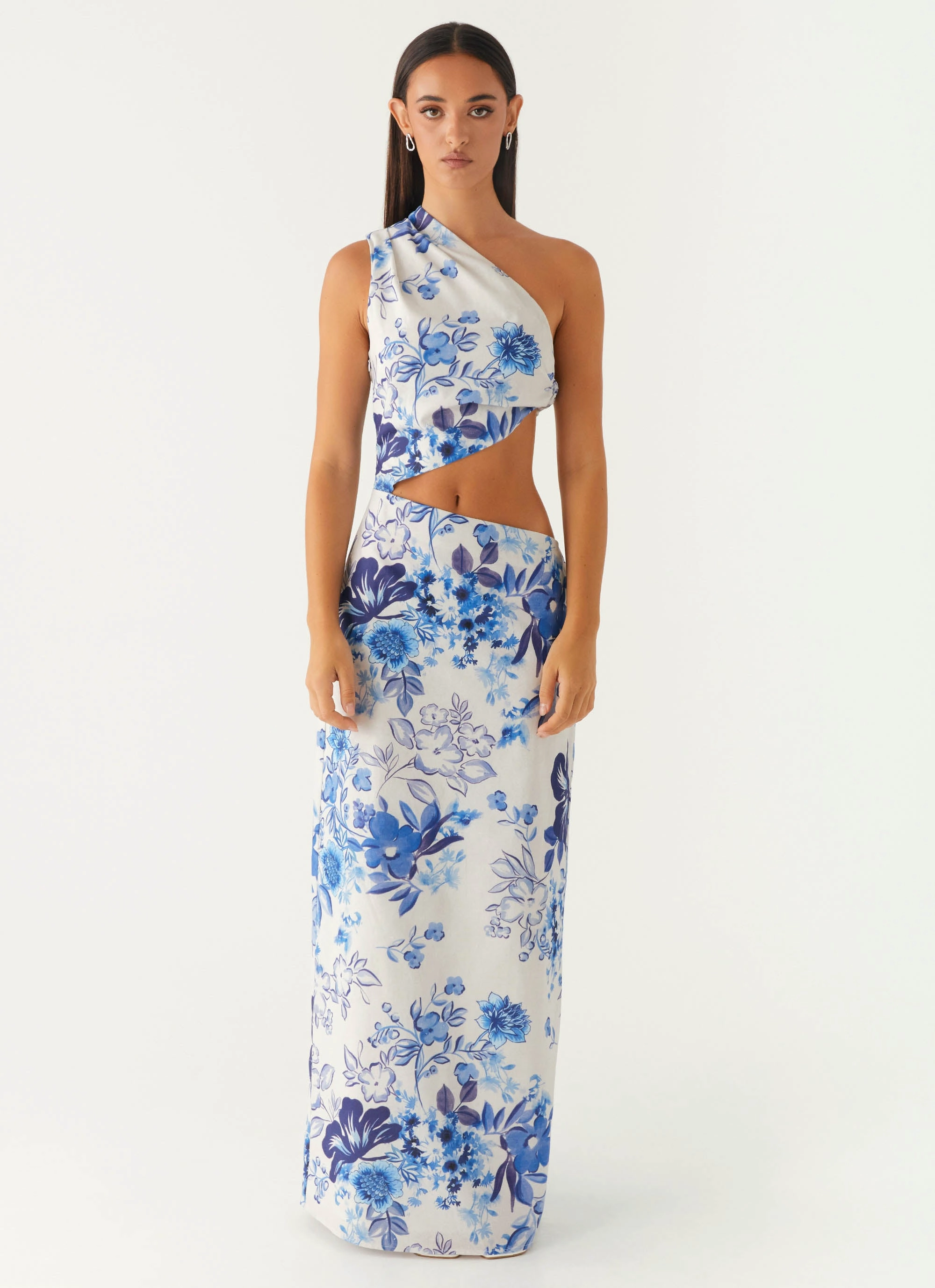 All Summer Long Maxi Dress - Serene Sky Floral Versatile Layers Midnight Mood
