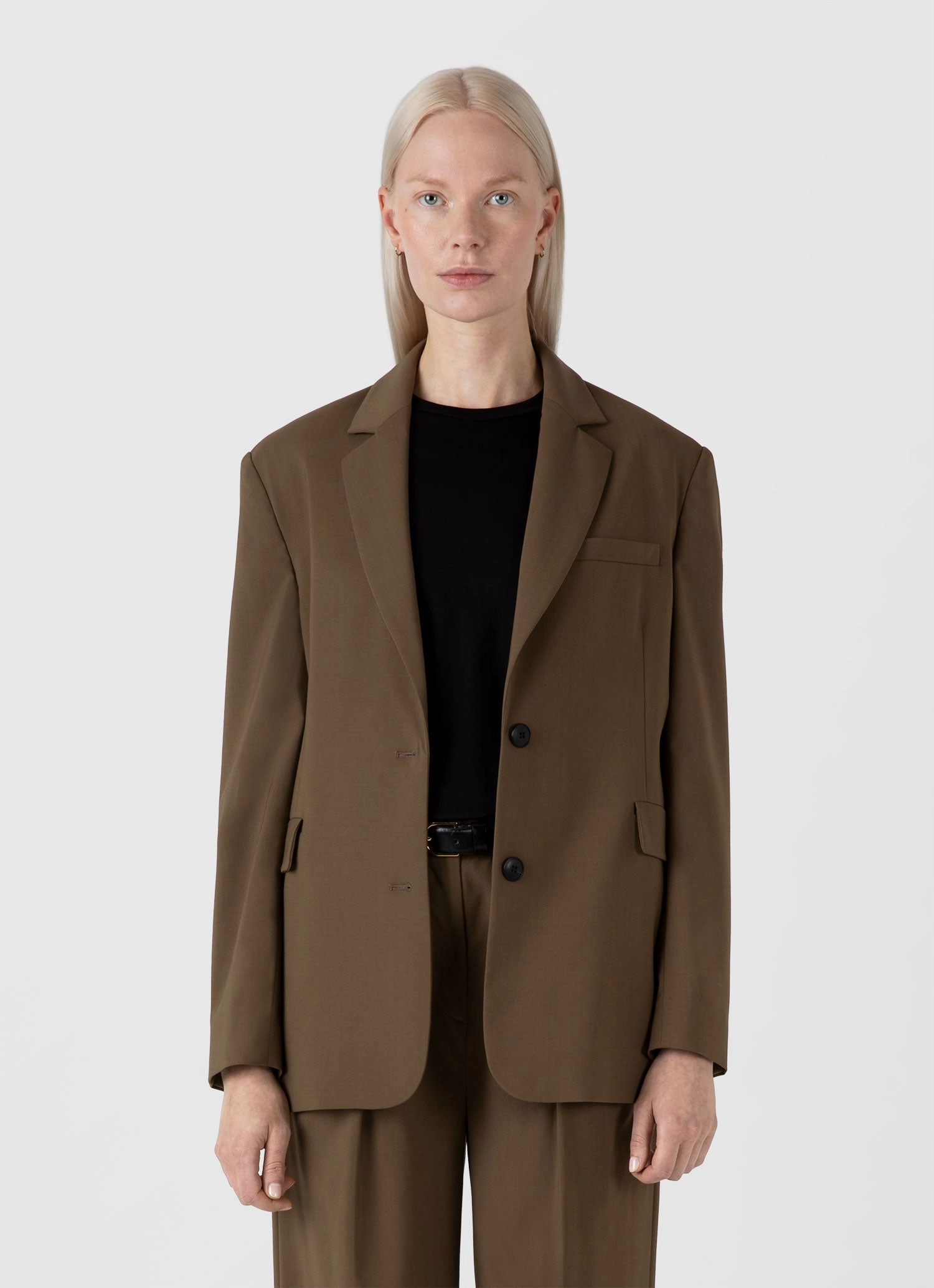 Women's Wool Blazer in Dark Camel Advocate Bohemian