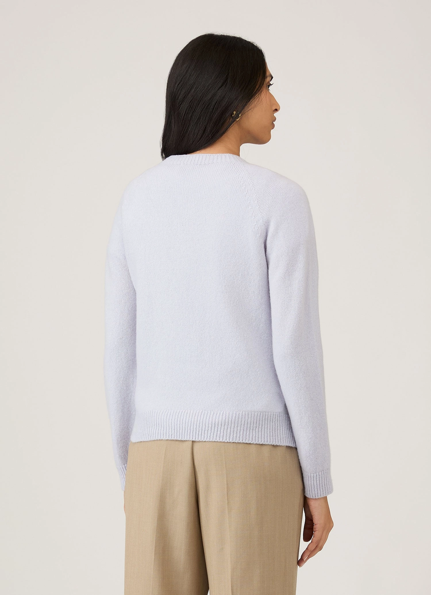 Women's Lambswool Crew Neck Jumper in Ice Blue Flexible Seam Structure Walk In Park