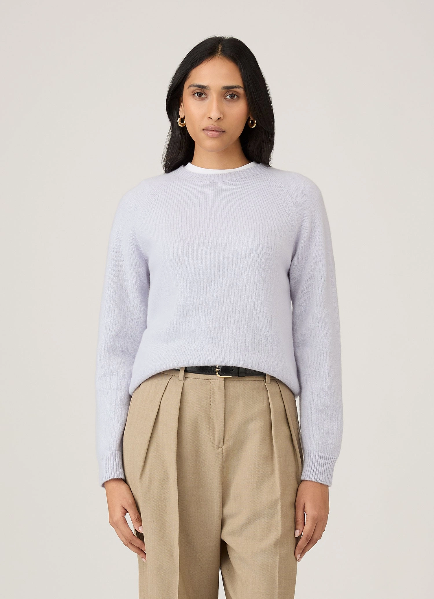 Work From Home Women's Lambswool Crew Neck Jumper in Ice Blue
