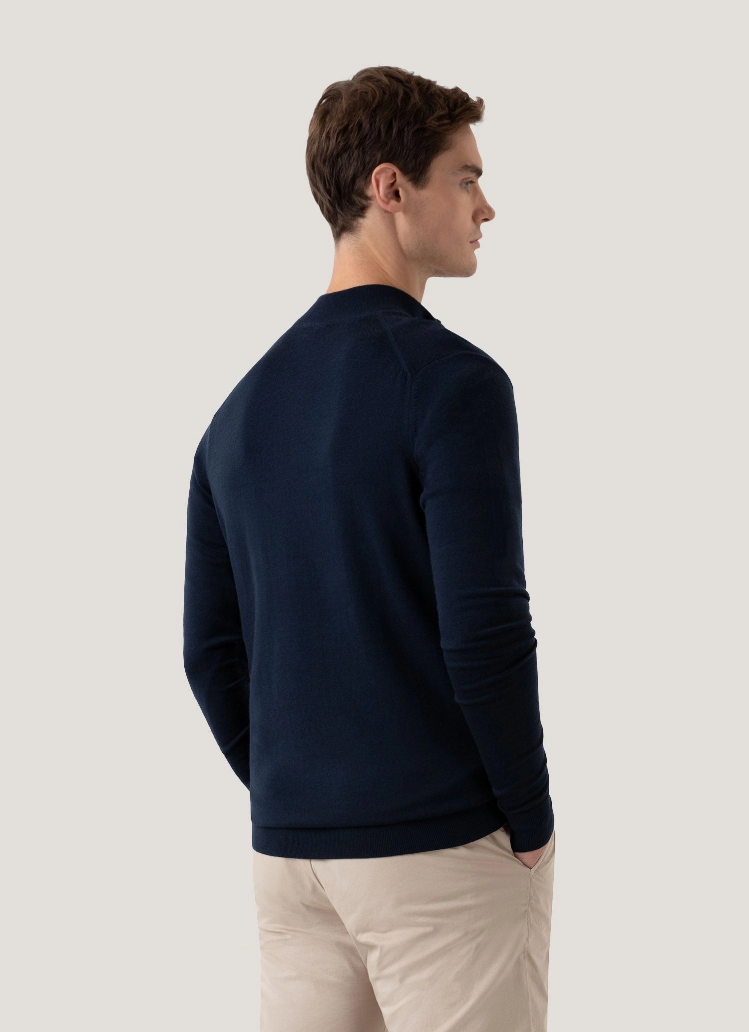 Men's Extra-Fine Merino Zip Neck in Light Navy Outdoor Comforted