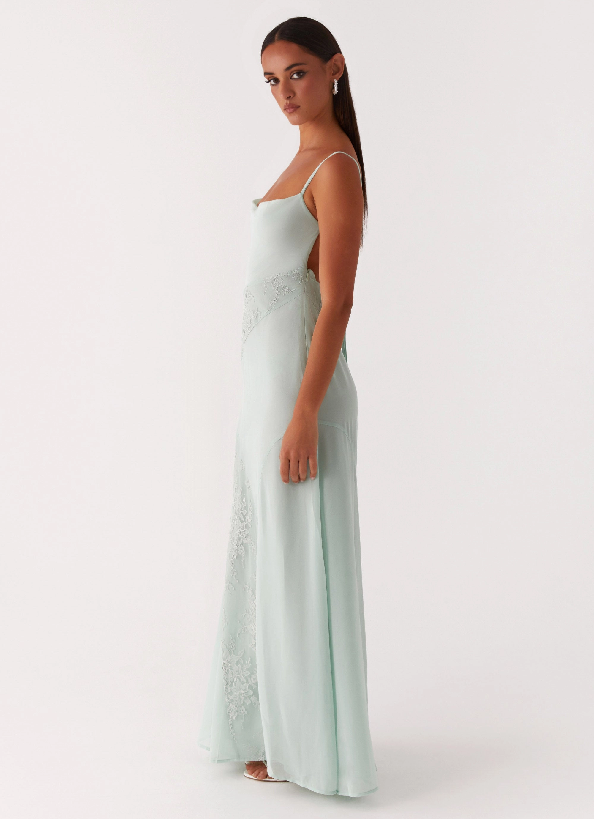 Gabriana Maxi Dress - Sage Silky Finish Gentle Aesthetic