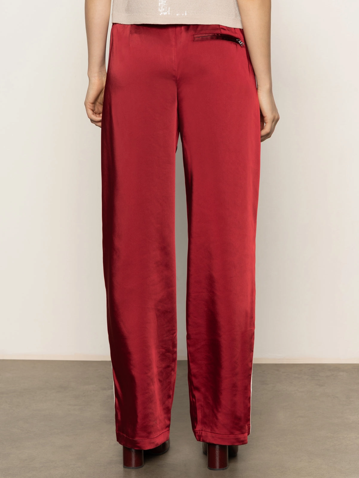 Satin Track Pant Crimson Smart Design Anti Cling Finish