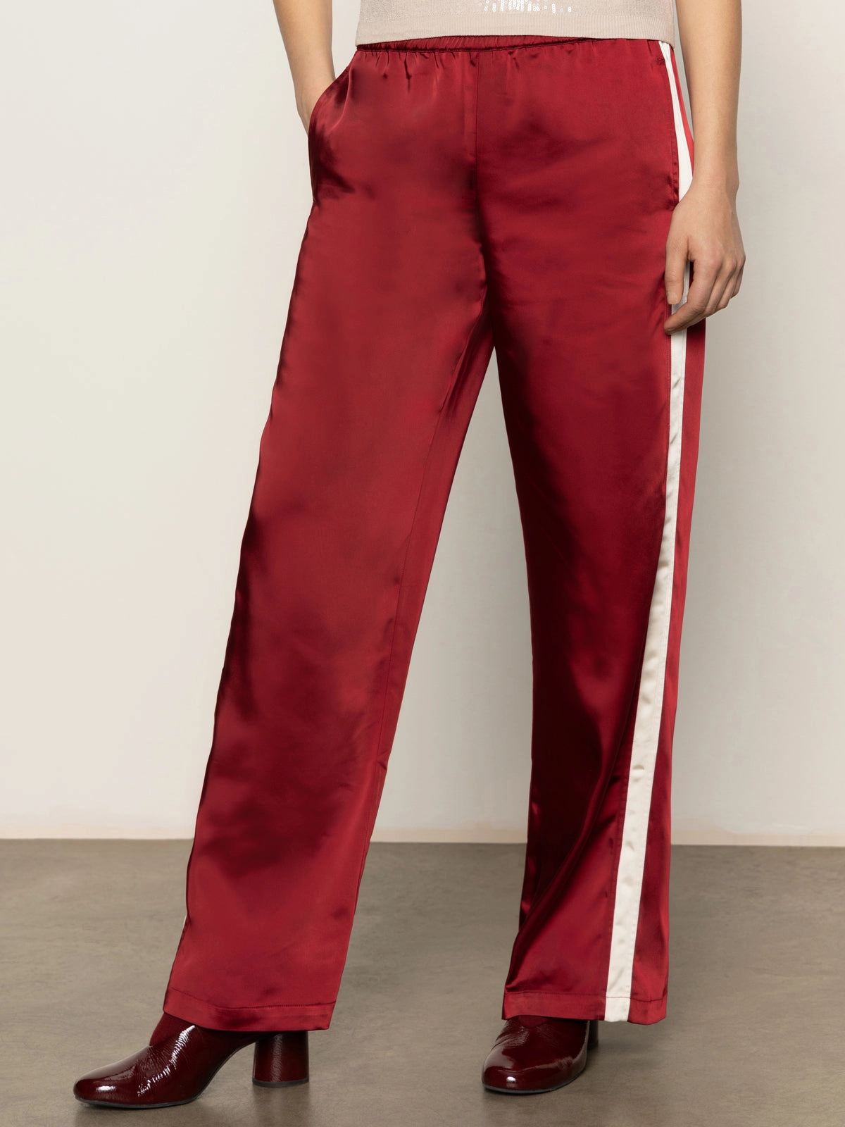 Simple Comfort Anti Pilling Surface Satin Track Pant Crimson