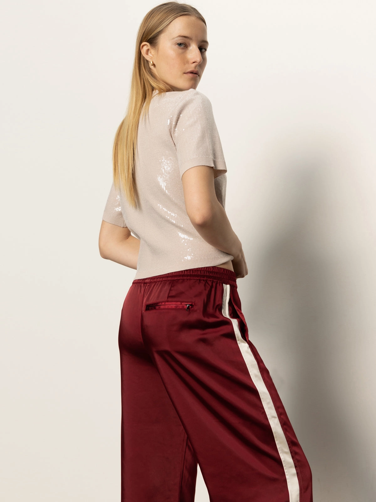 Satin Track Pant Crimson Layer Fit