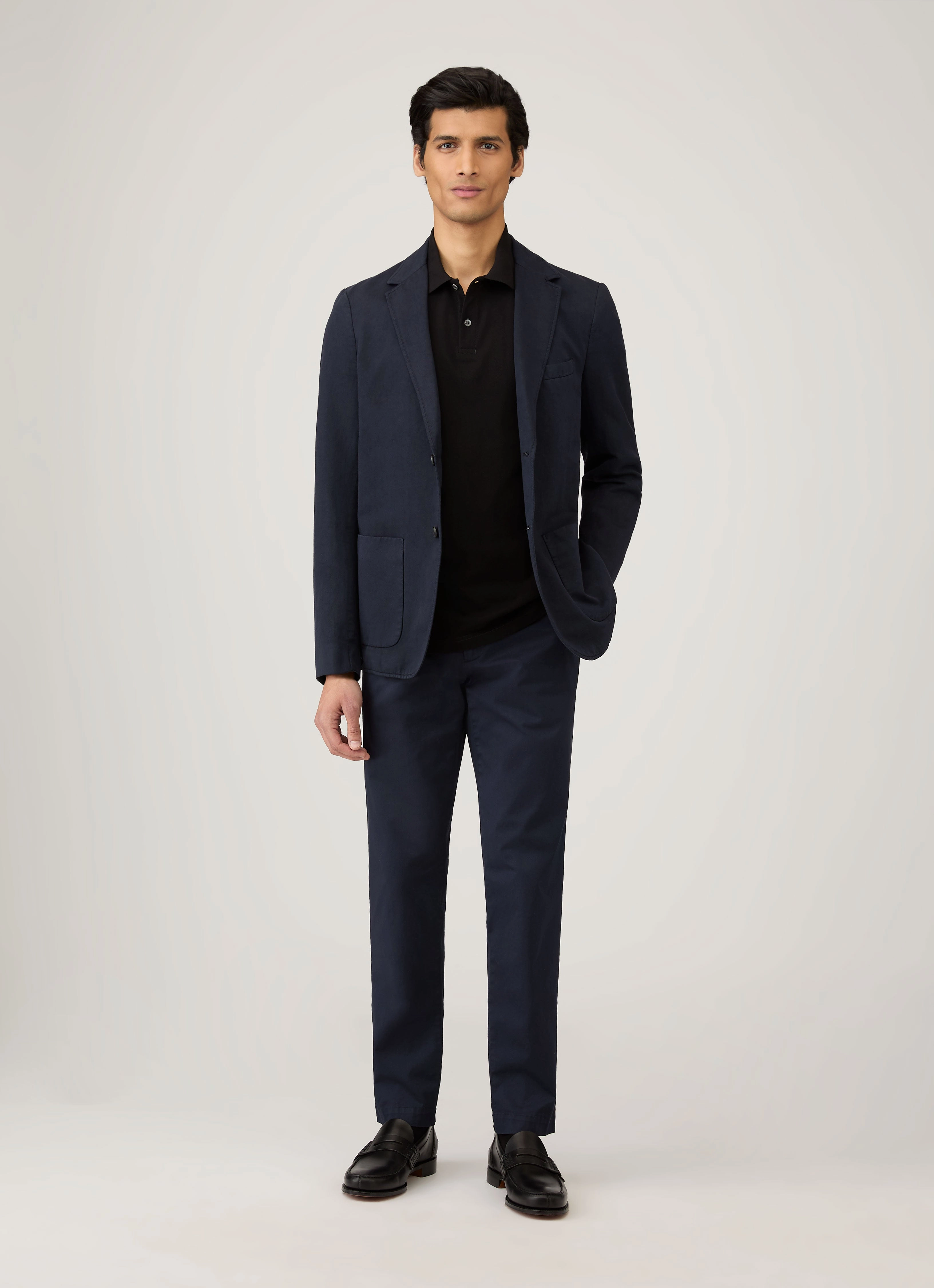 Breathable mesh Men's Piqu?? Polo Shirt in Black