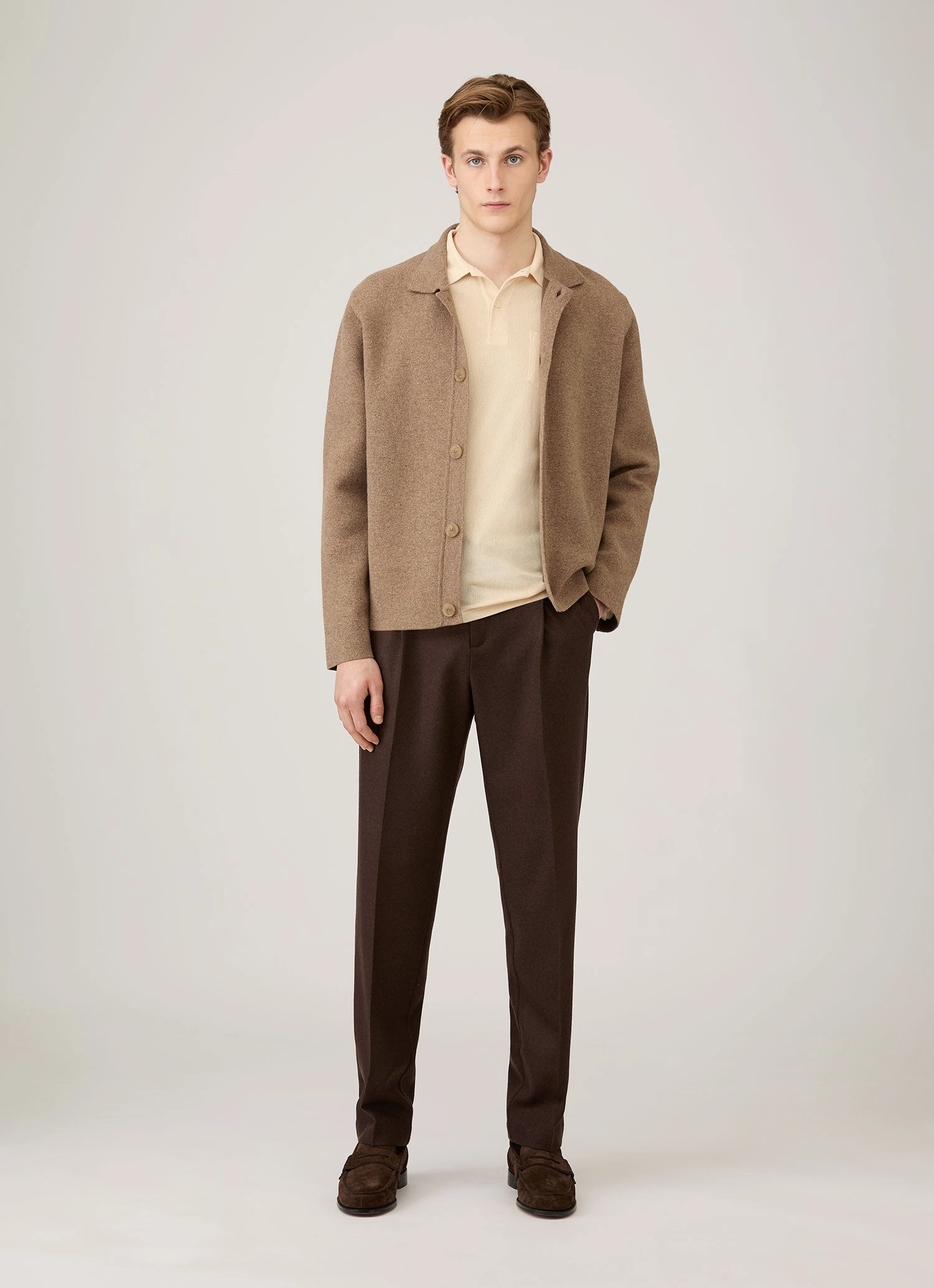 Performance Fabric Golf Apparel Men's Long Sleeve Riviera Polo Shirt in Undyed