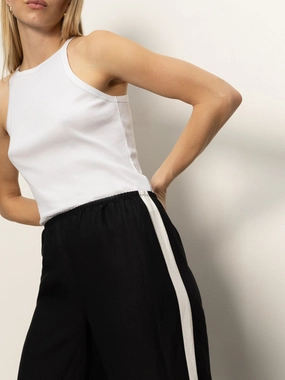 Casual Semi-High Rise Track Pant Black Chalk Stripe UV Protective Fabric Casual Semi-High Rise Track Pant Black Chalk Stripe CompressionFitFabric Slimline Fit