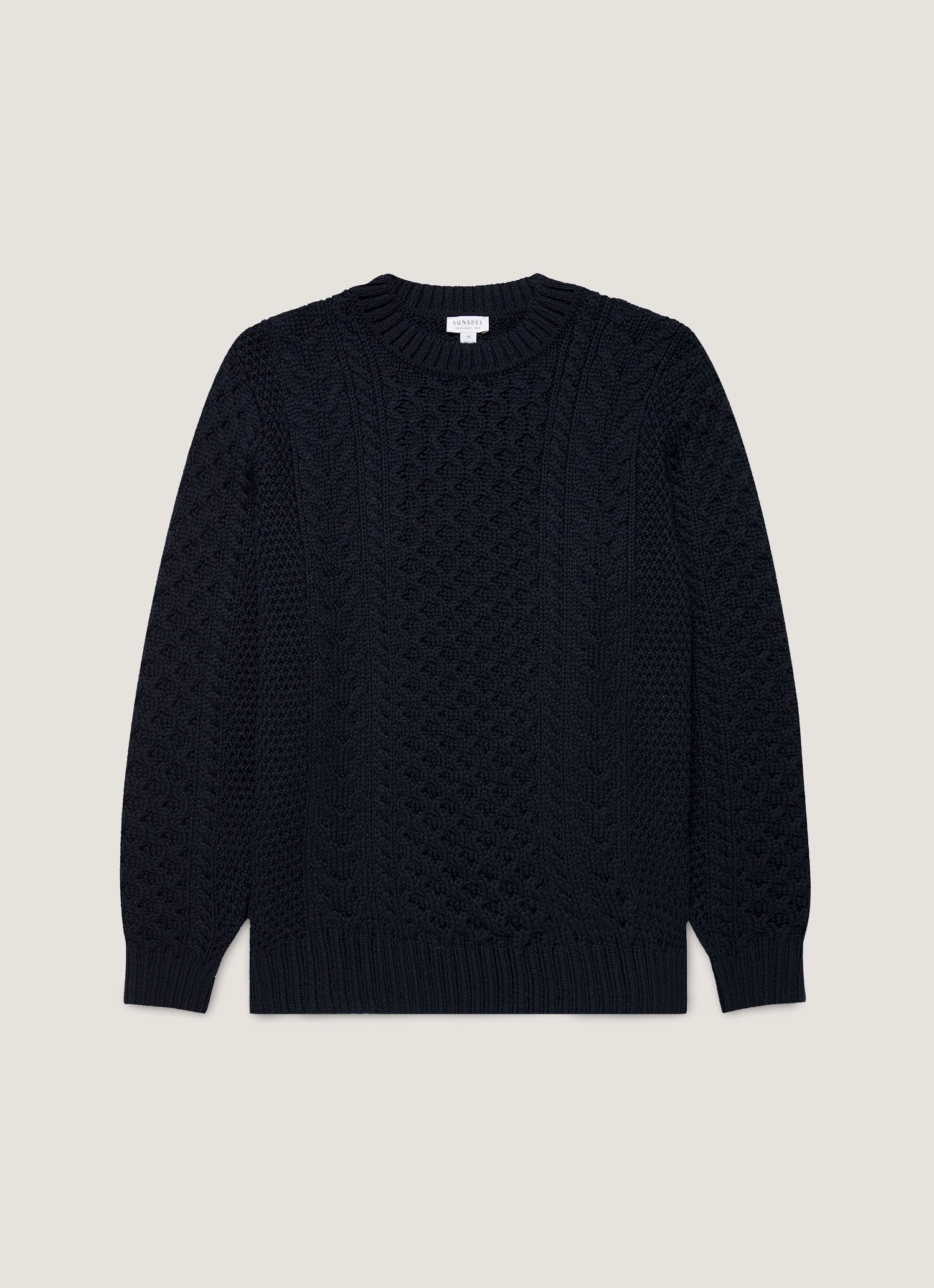 Men's Cable Knit Jumper in Navy Relaxed Style No Stress