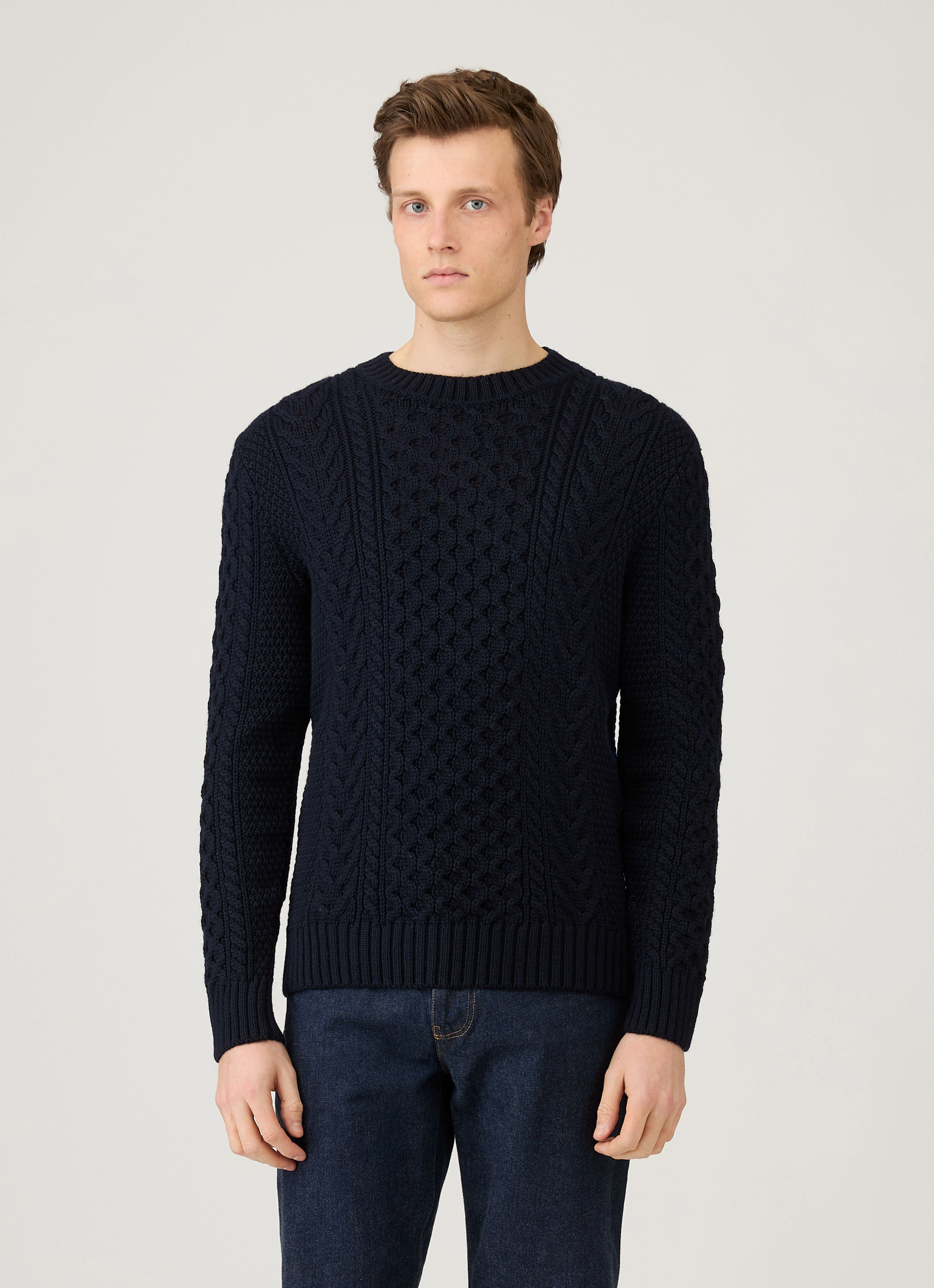 Men's Cable Knit Jumper in Navy Fall Wardrobe