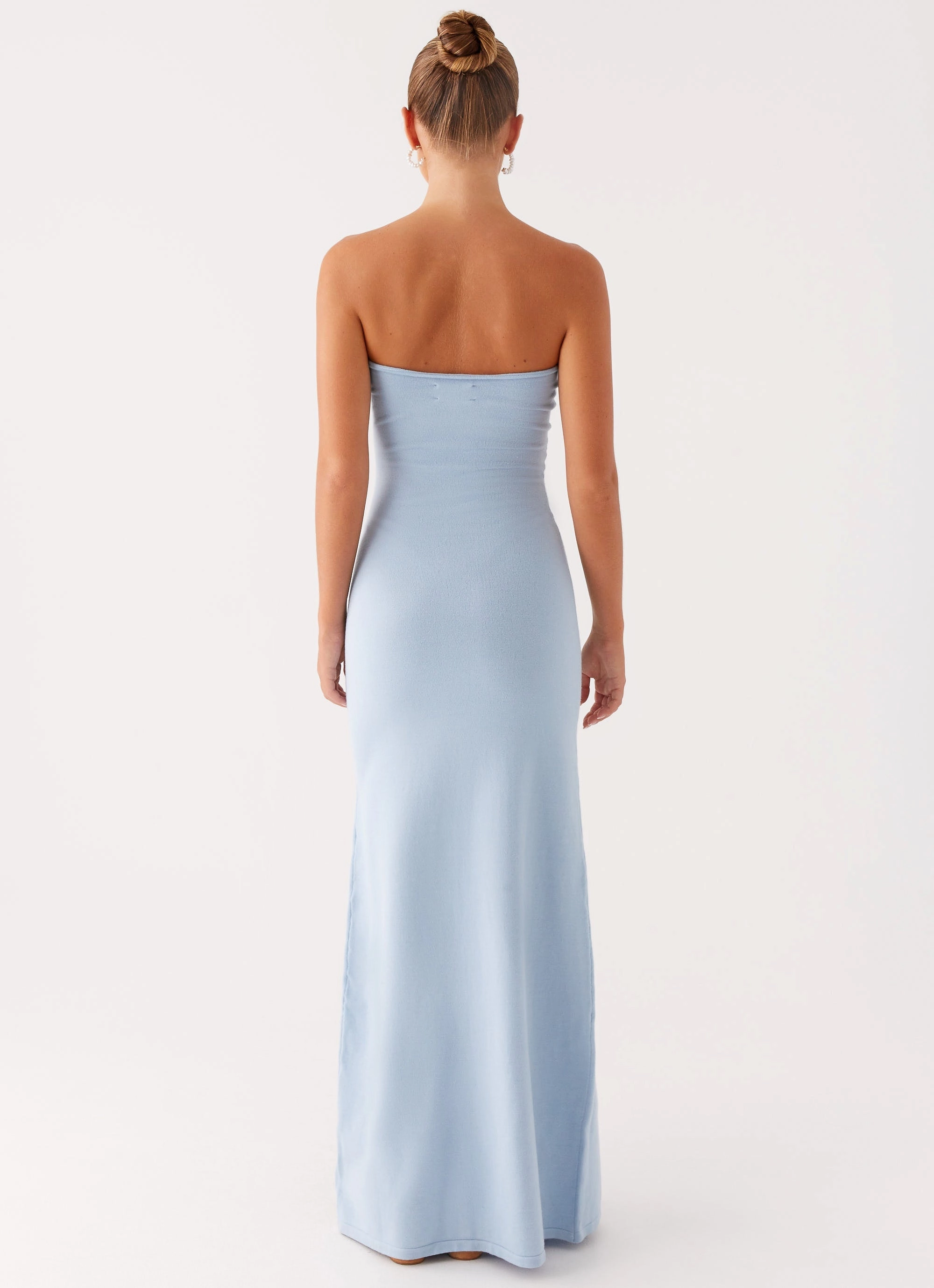 Festival Mood Clean Drape Samson Knit Maxi Dress - Blue