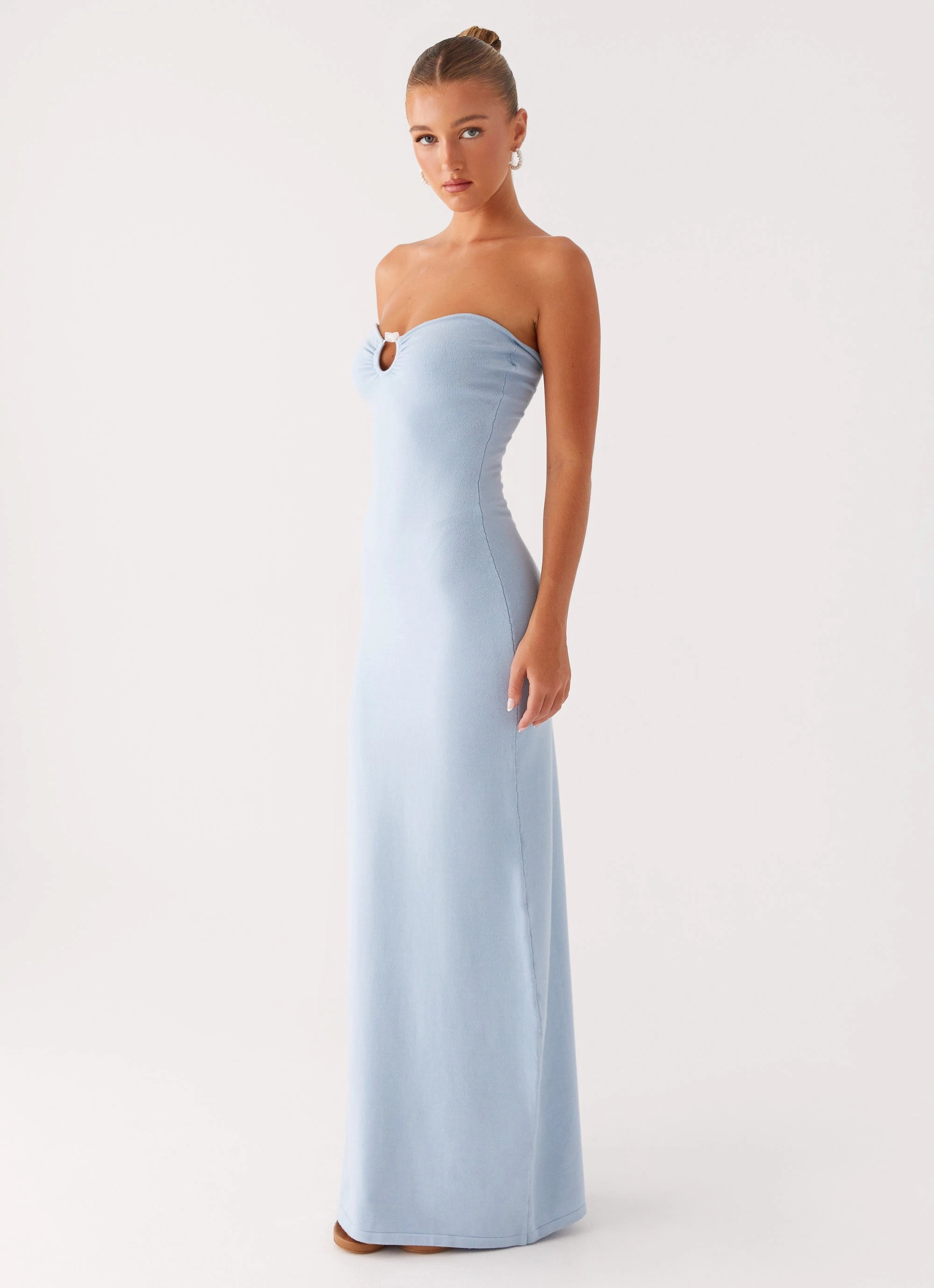 Samson Knit Maxi Dress - Blue Lace-Edge Dressy Glow