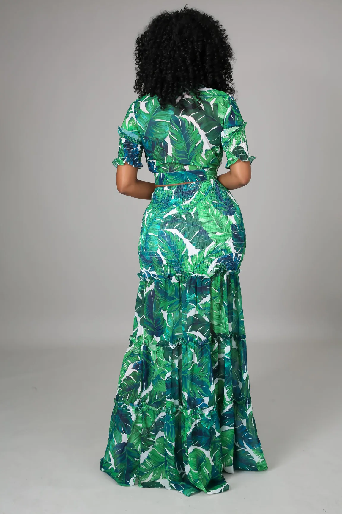 Cataleya Leaves Print Skirt Set