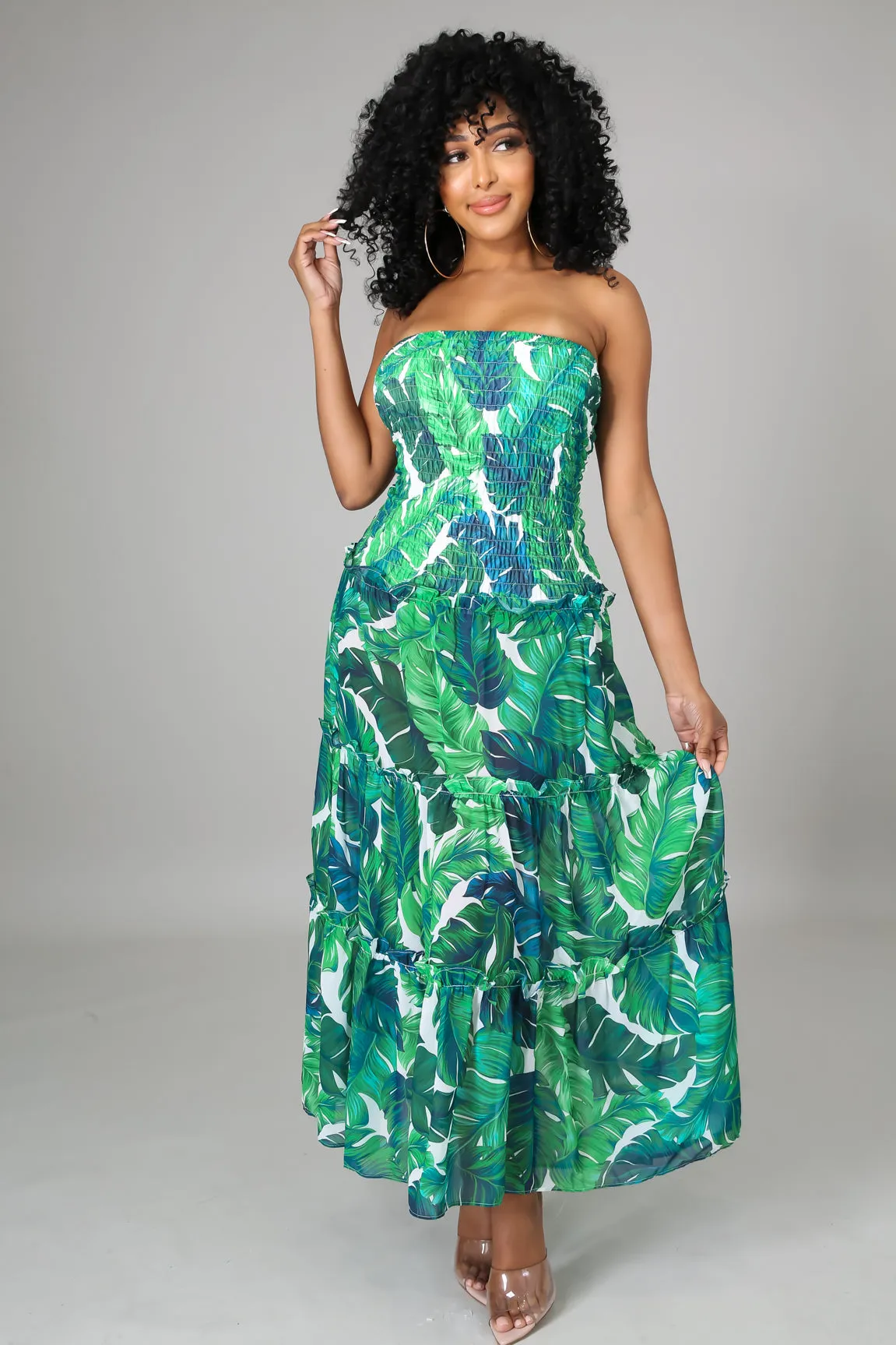 Cataleya Leaves Print Skirt Set