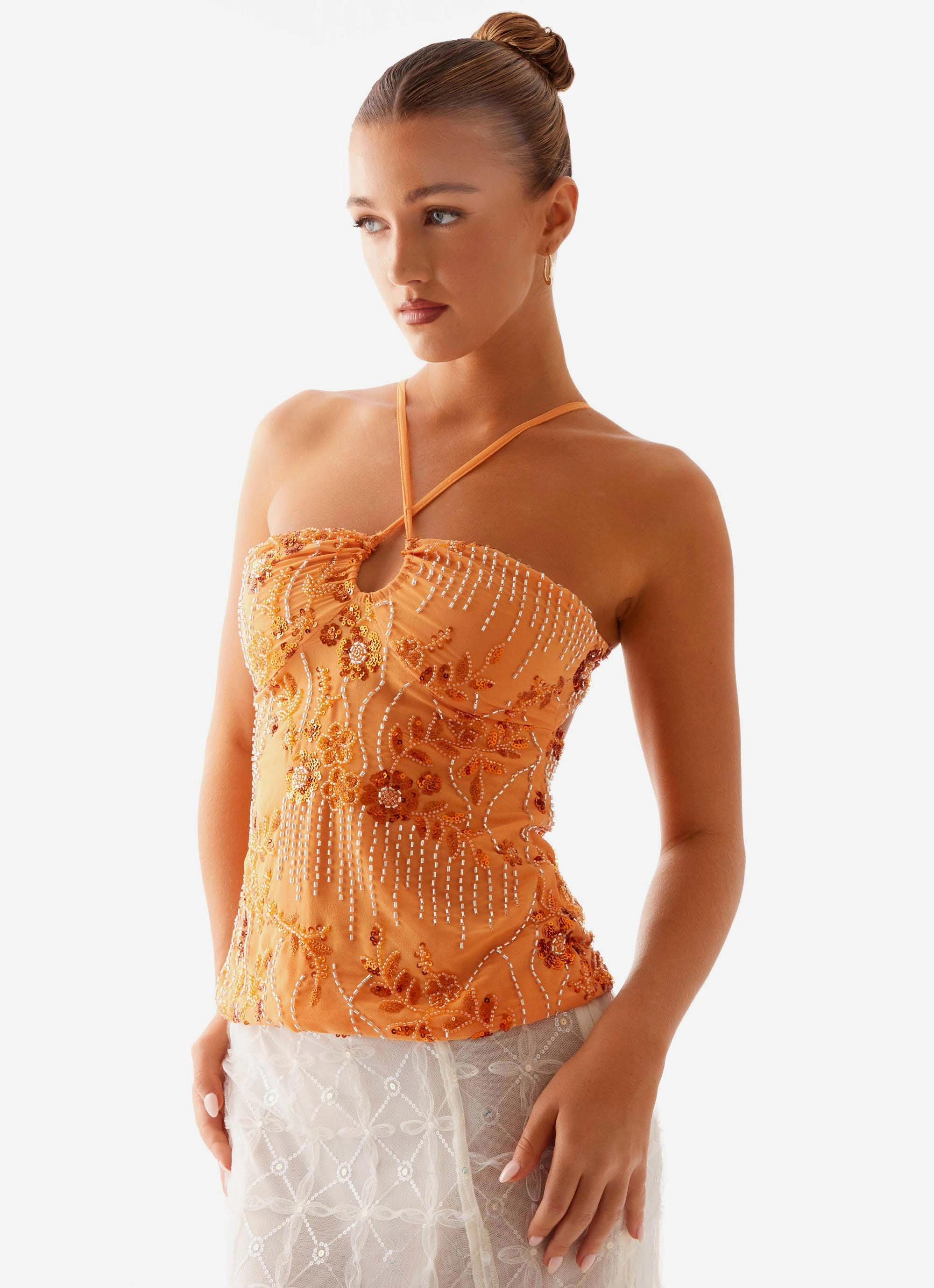 stain resistant coating Catalina Sequin Top - Orange