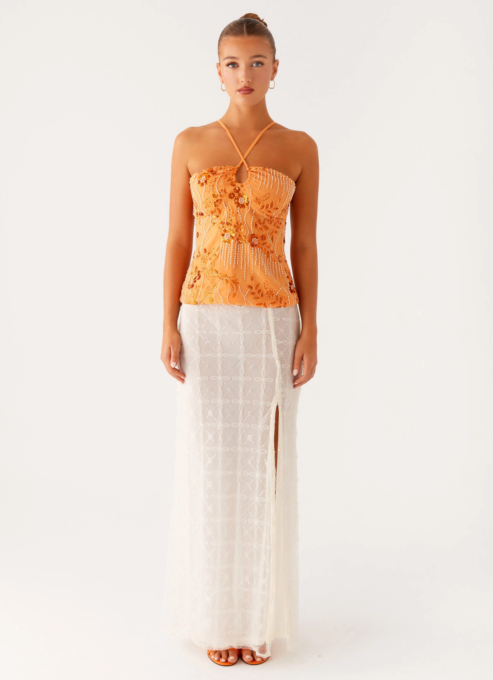 QuickDry Performance Catalina Sequin Top - Orange