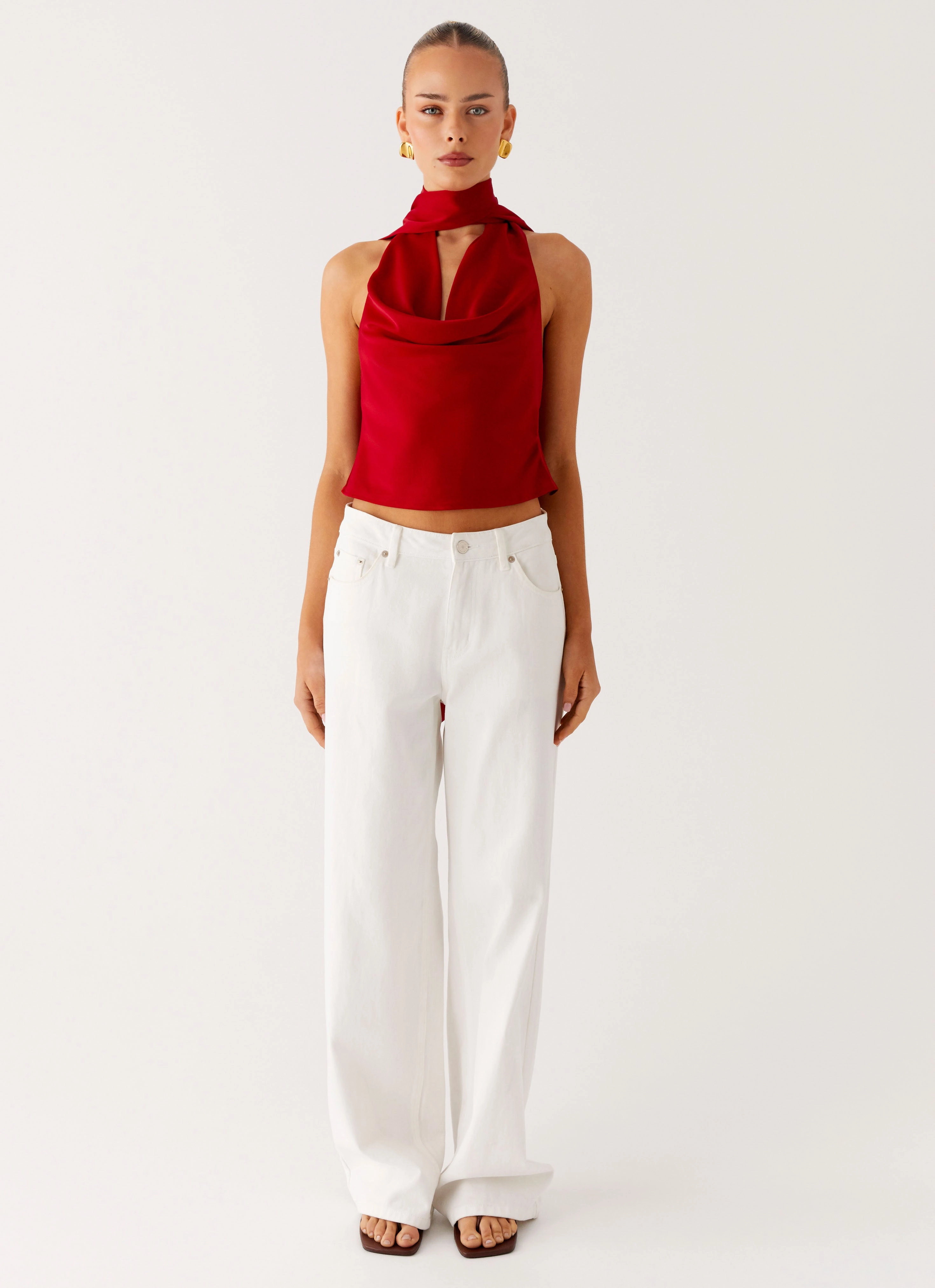 Formal Wear Non Iron Fabric Catching Feelings Top - Red