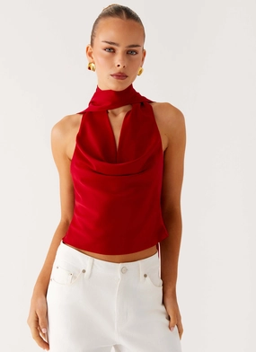 Catching Feelings Top - Red QuickDryMaterial Catching Feelings Top - Red Yarn Dye Stripe