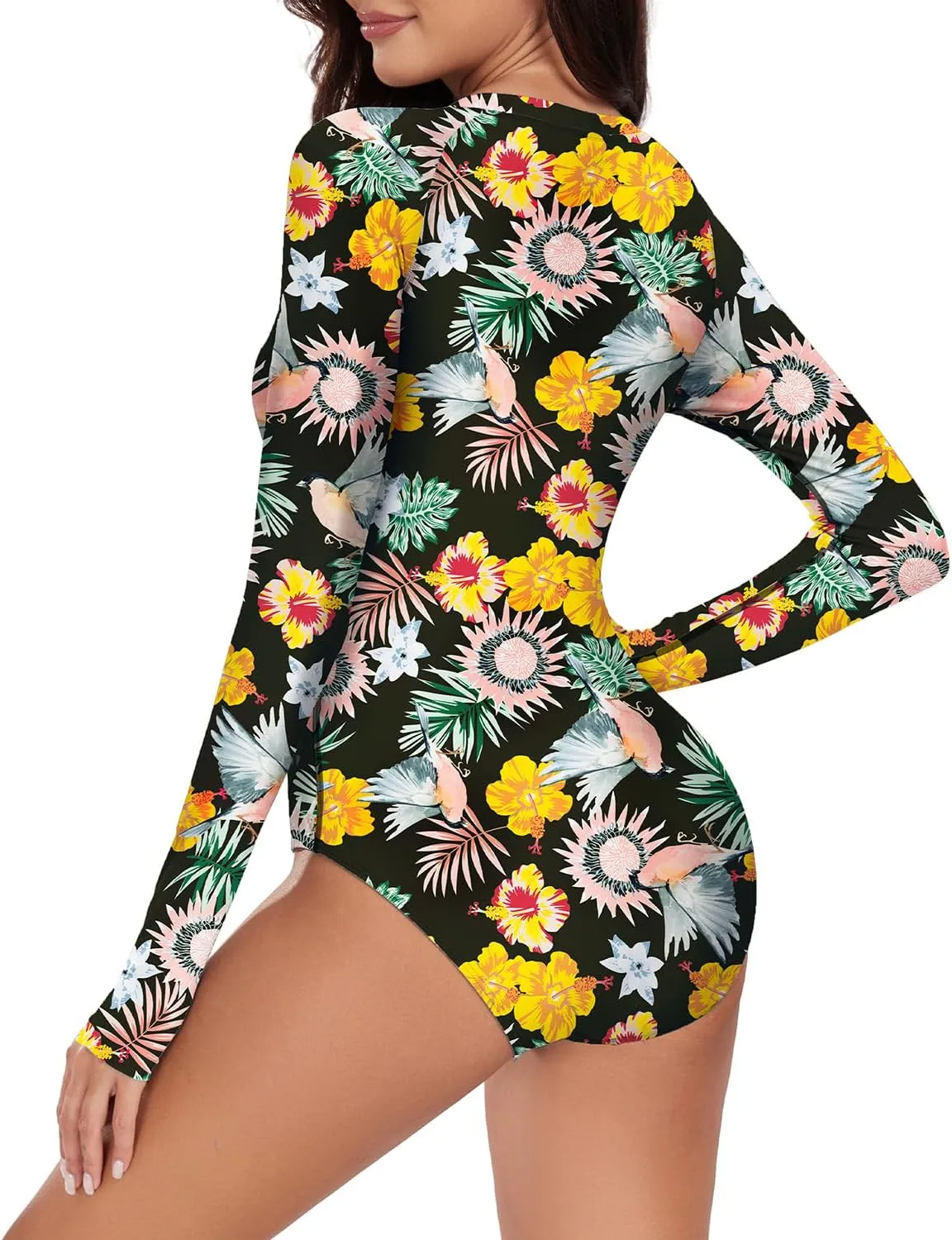 Century Star Long Sleeve Swimsuits Women Teen Girls Rash Guard UPF 50  One Piece Surfing Modest Full Coverage Bathing Suit