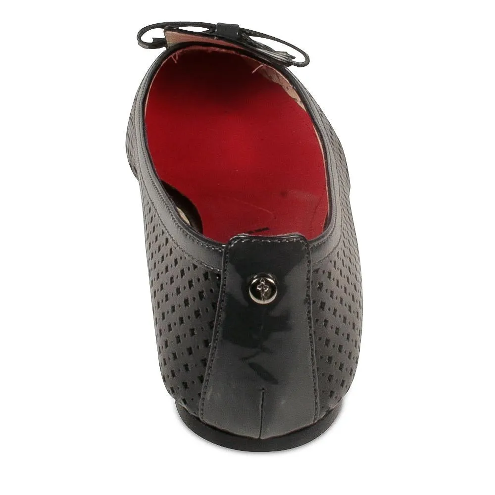 Cesare Paciotti Women's Black Patent Leather Bow-Tie Ballerina Slippers (CPW645)