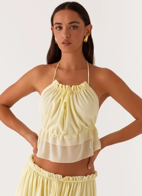 Chafe Resistant Edging Zaya Backless Top - Yellow Tension Dispersing Design Zaya Backless Top - Yellow