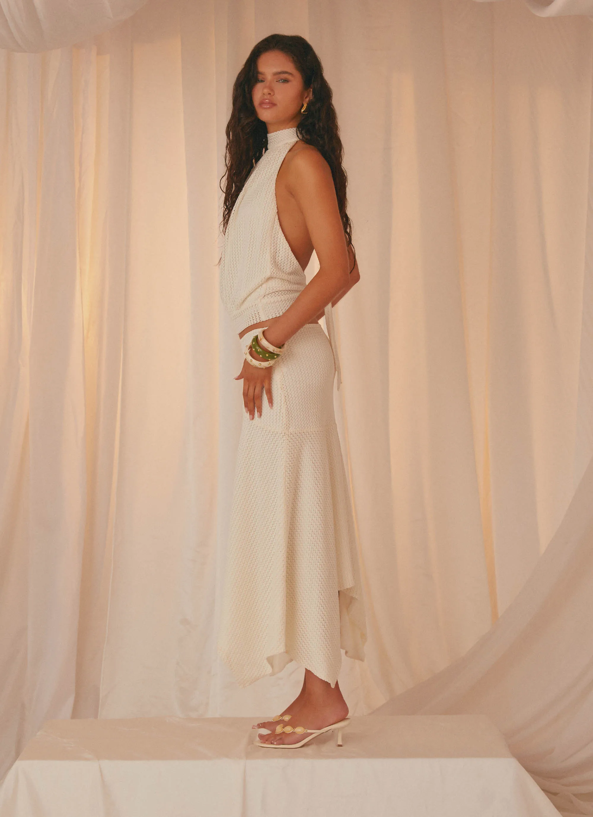 Evaden Low Rise Midi Skirt - Ivory Everyday Must-have