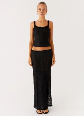 Chain accent Ophira Maxi Skirt - Black Ophira Maxi Skirt - Black Layered Structure