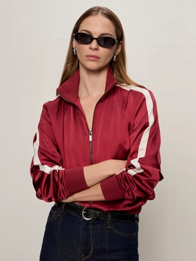 Chambray style Satin Track Jacket Crimson Satin Track Jacket Crimson Youth Schedule