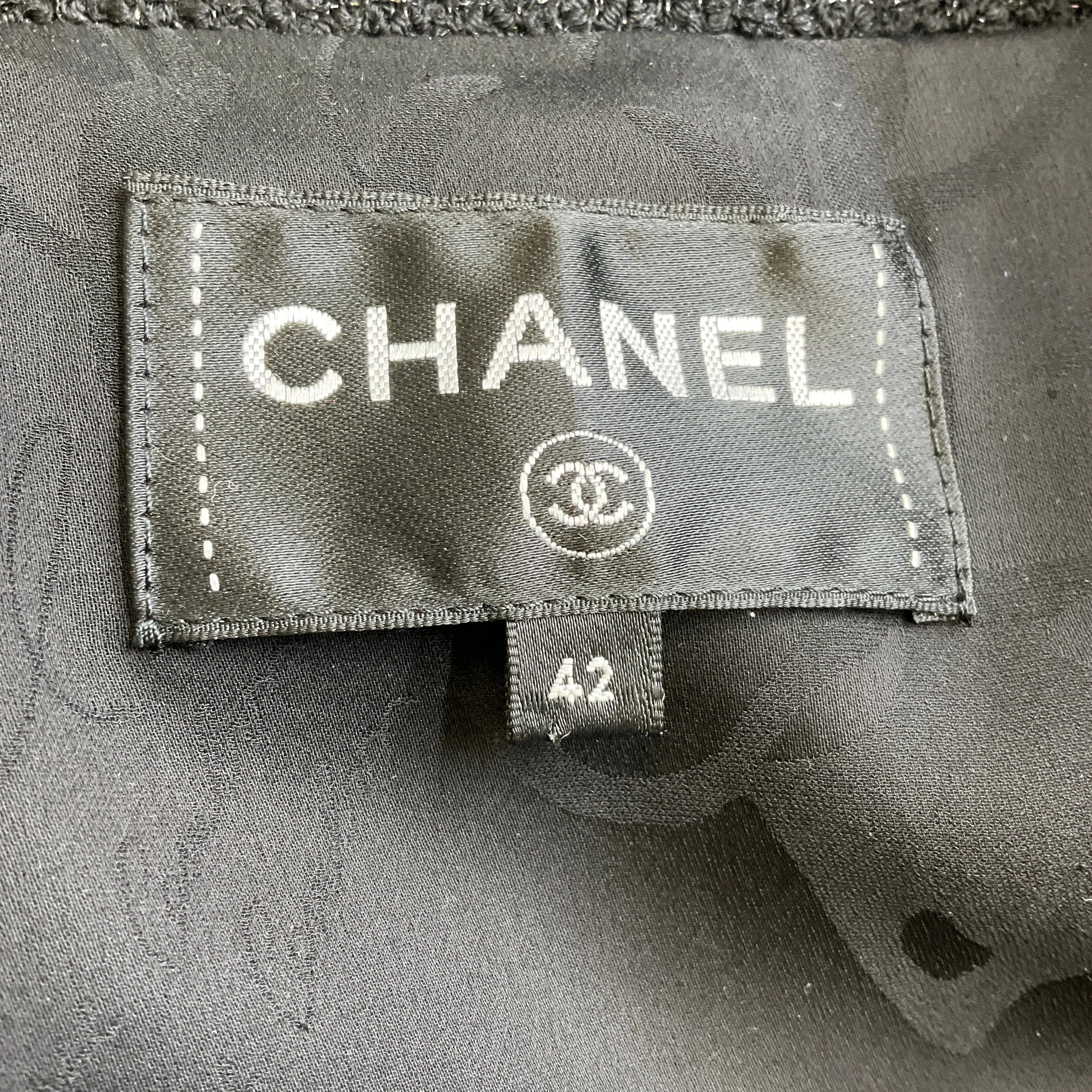Chanel Black 2016 Ruched Detail Wool Tweed Coat