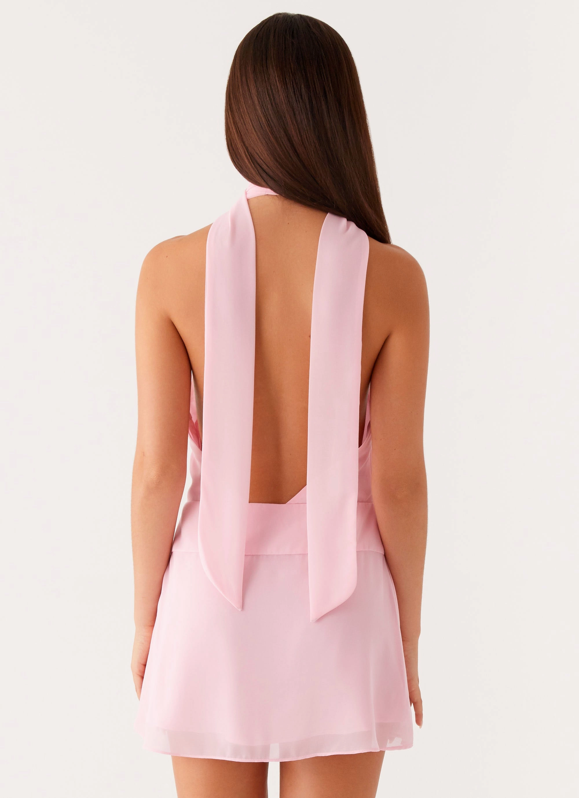 Work Look Classic Cut Chantal Backless Scarf Mini Dress - Pink
